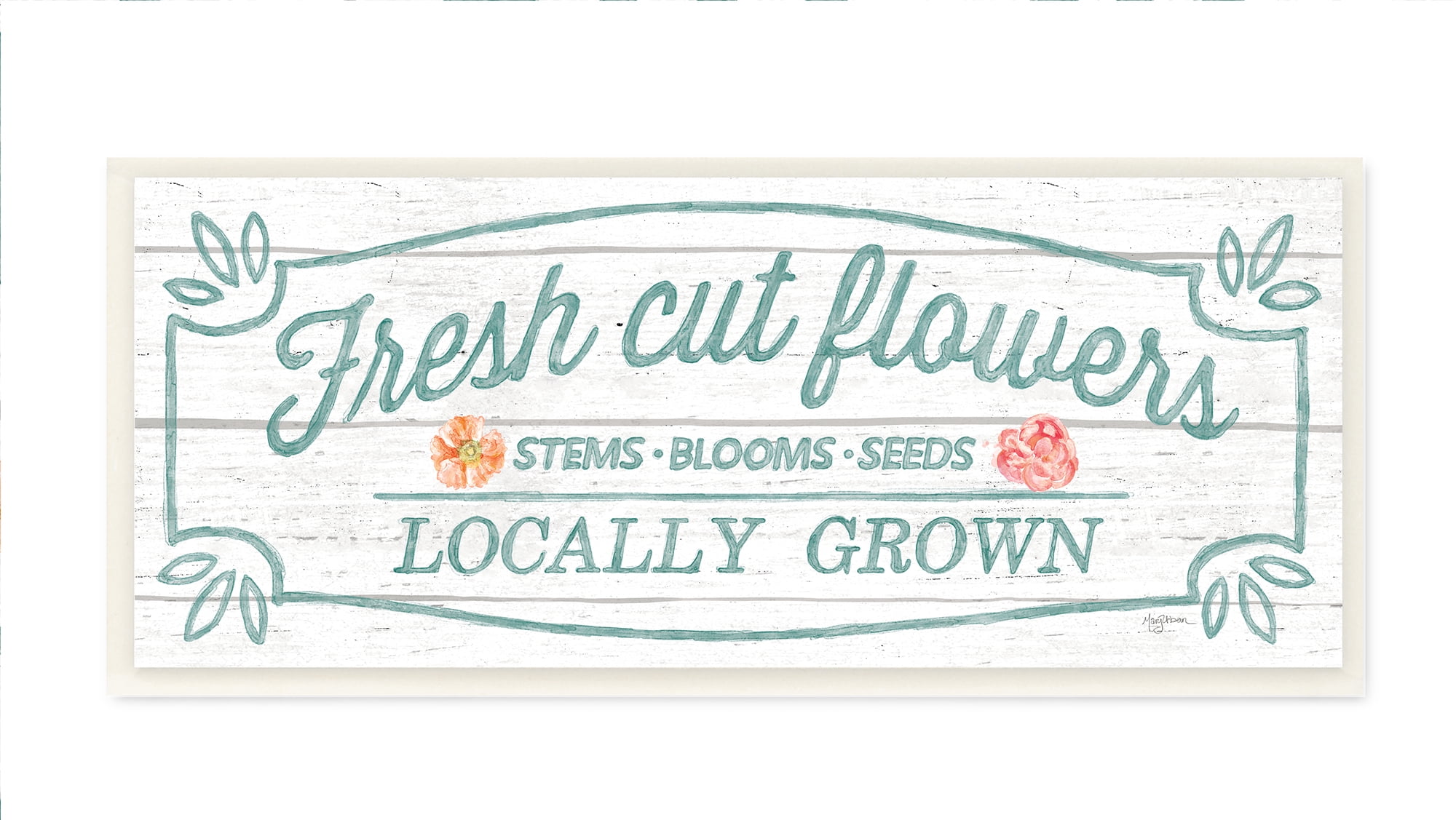 Stupell Industries Fresh Cut Flowers Rustic Wood Textured Word Design Graphic Art Unframed Art Print Wall Art, 7x17, by Mary Urban