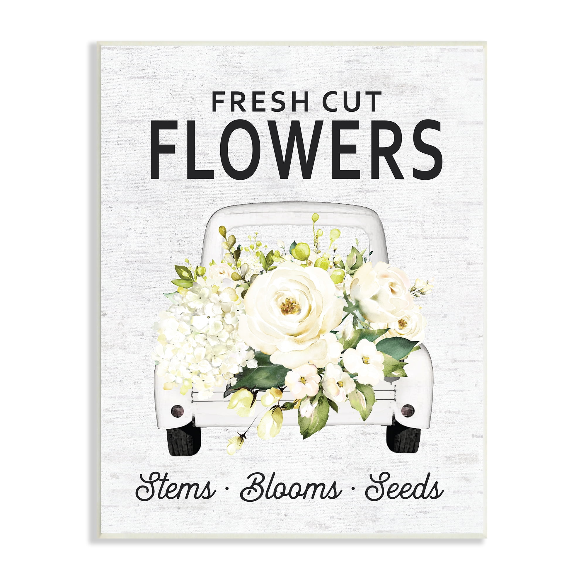 Stupell Industries Fresh Cut Flowers Sign Quaint Country Truck, 10 x 15, Designed by Lettered and Lined