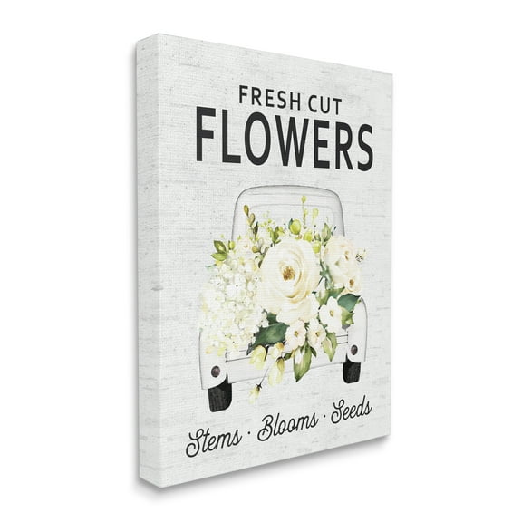 Stupell Industries Fresh Cut Flowers Sign Quaint Country Truck, 36 x 48, Designed by Lettered and Lined