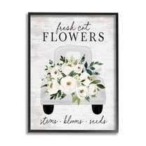 Stupell Industries Fresh Cut Flowers White Roses Carnations Truckload Graphic Art Black Framed Art Print Wall Art, Design by Lettered and Lined