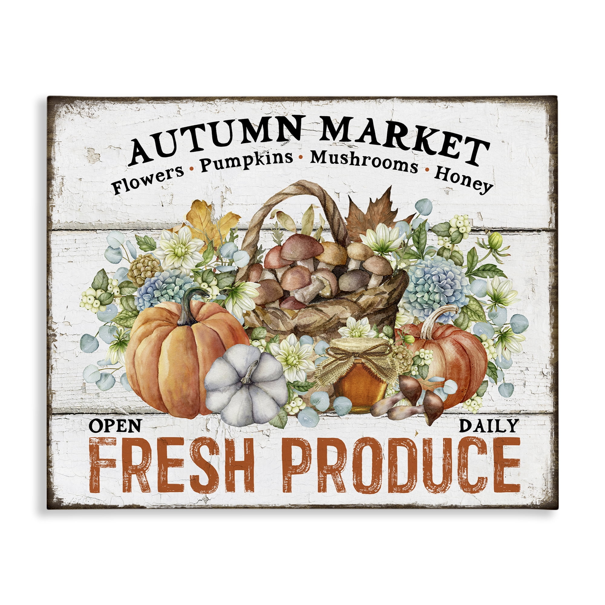 Stupell Industries Fresh Fall Produce Holiday Painting Gallery Wrapped Canvas Art Prints Wall Art, 48 x 36