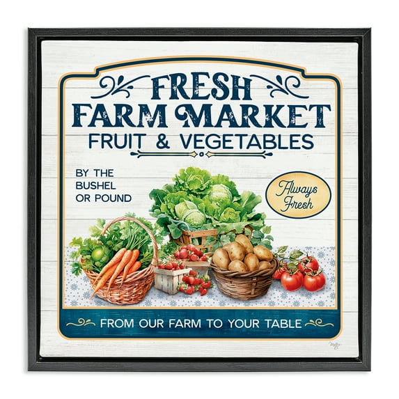 Stupell Industries Fresh Farm Market Food & Beverage Painting Black Floater Framed Canvas Art Print Wall Art, 25 x 25