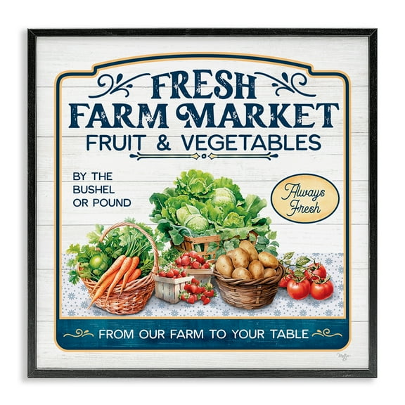 Stupell Industries Fresh Farm Market Food & Beverage Painting Black Framed Art Print Wall Art, 12 x 12