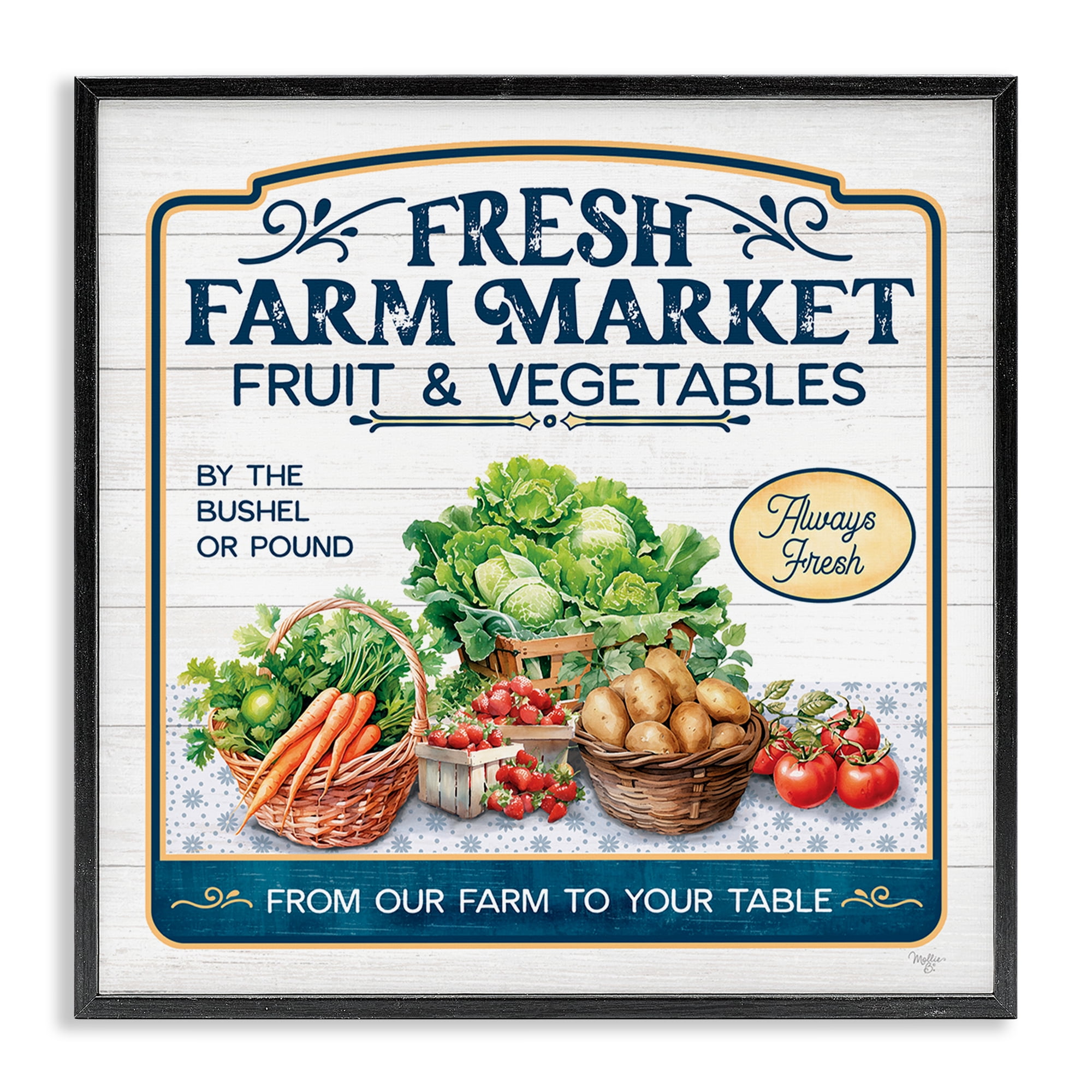 Stupell Industries Fresh Farm Market Food & Beverage Painting Black Framed Art Print Wall Art, 17 x 17