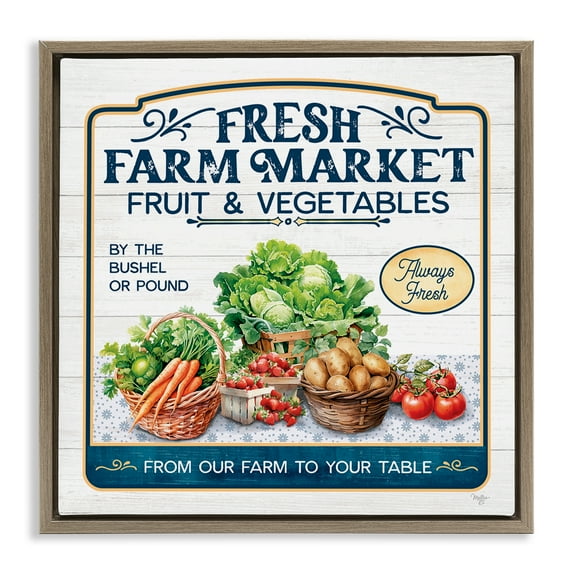 Stupell Industries Fresh Farm Market Food & Beverage Painting Brown Floater Framed Canvas Art Print Wall Art, 25 x 25