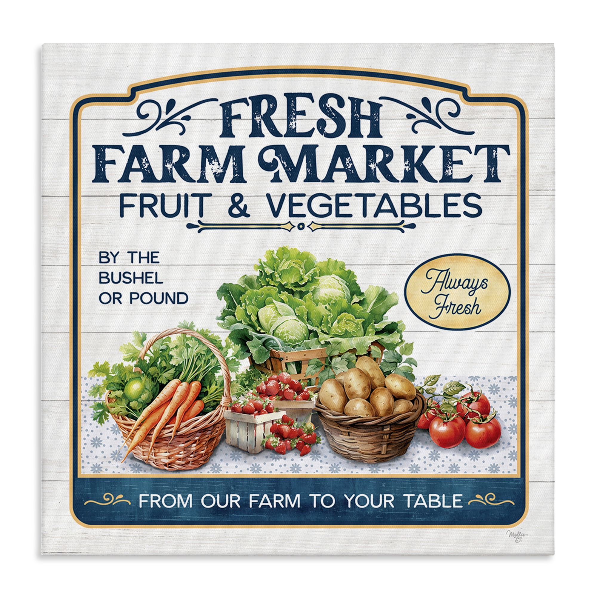 Stupell Industries Fresh Farm Market Food & Beverage Painting Gallery Wrapped Canvas Art Print Wall Art, 36 x 36