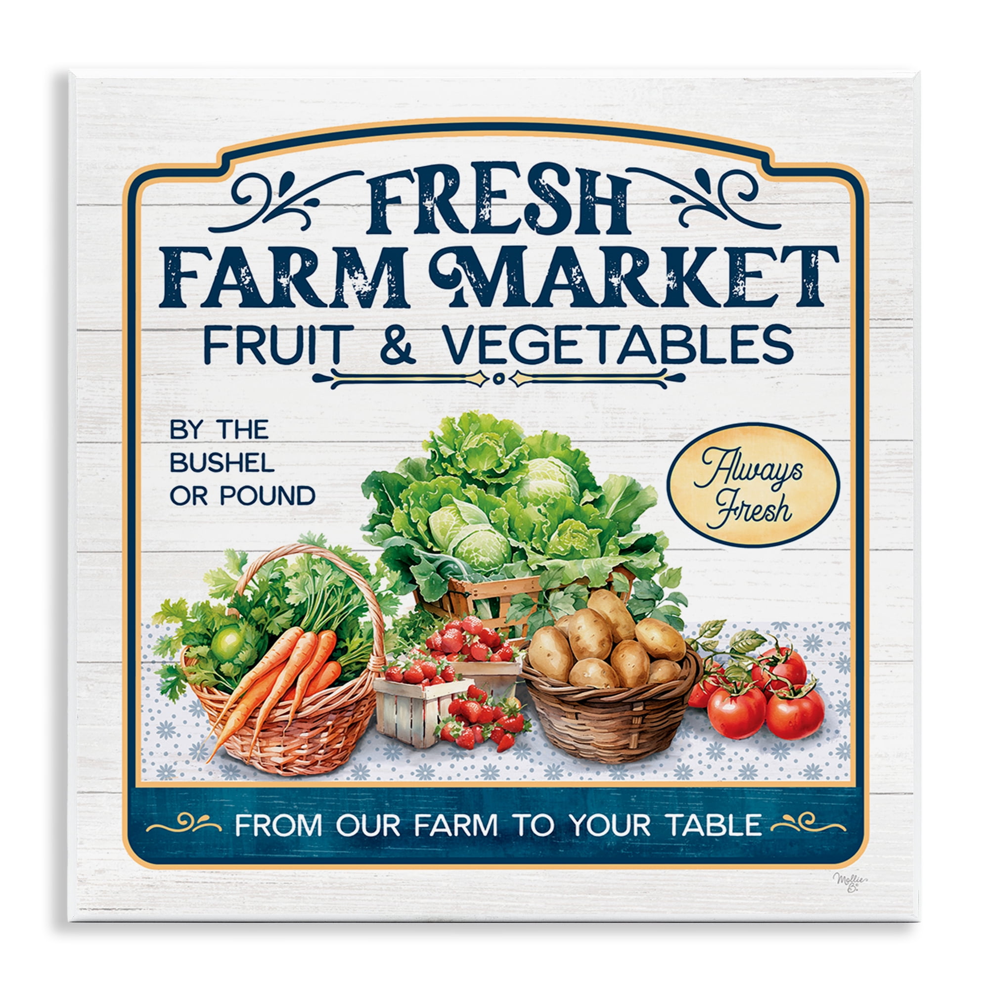 Stupell Industries Fresh Farm Market Food & Beverage Painting Unframed Art Print Wall Art, 12 x 12