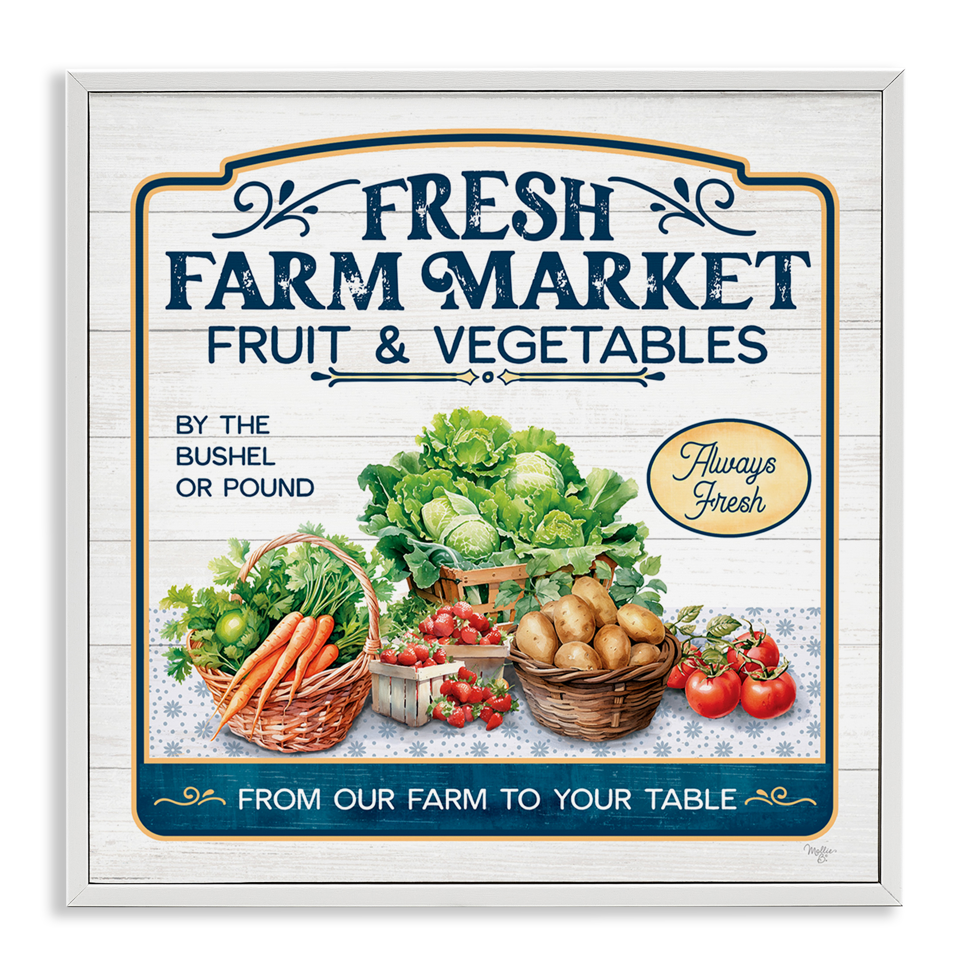 Stupell Industries Fresh Farm Market Food & Beverage Painting White Framed Art Print Wall Art, 12 x 12