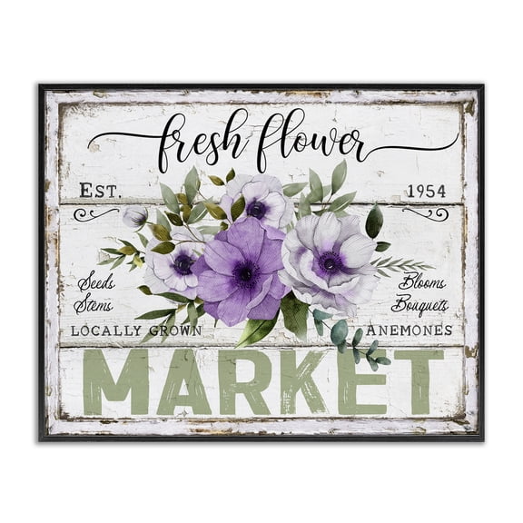 Stupell Industries Fresh Flower Market Anemone Plants & Flowers Painting Black Framed Art Print Wall Art, 14 x 11