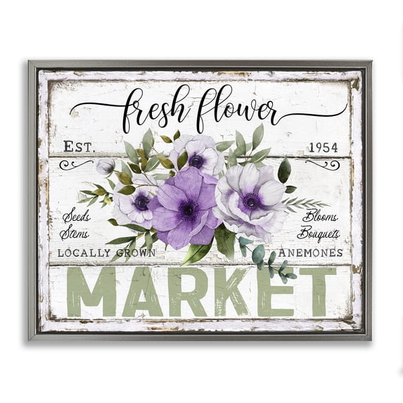 Stupell Industries Cottage Fresh Flower Market Anemone Gray Floating Frame Canvas Art, 21 x 17, by Creatif Belle