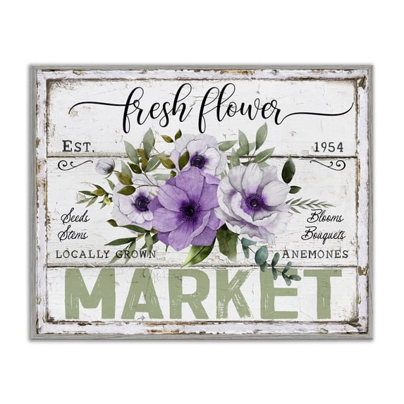 Stupell Industries Cottage Fresh Flower Market Anemone Gray Framed Giclee Art, 14 x 11, by Creatif Belle
