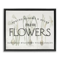 Stupell Industries Fresh Flowers Market Typography Painting Black Floater Framed Canvas Art Print Wall Art, 21 x 17