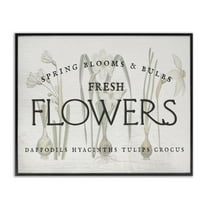 Stupell Industries Fresh Flowers Market Typography Painting Black Framed Art Print Wall Art, 14 x 11