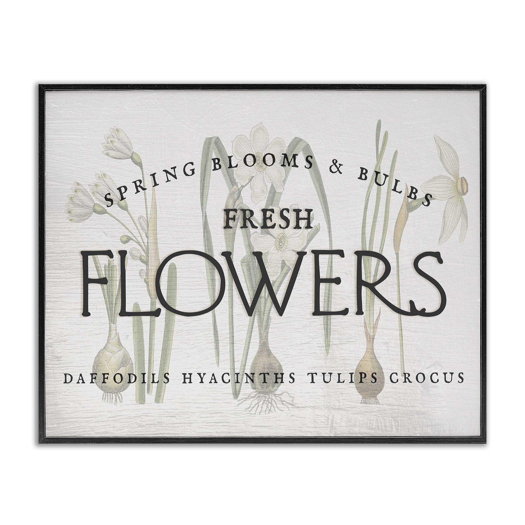Stupell Industries Fresh Flowers Market Typography Painting Black Framed Art Print Wall Art, 20 x 16