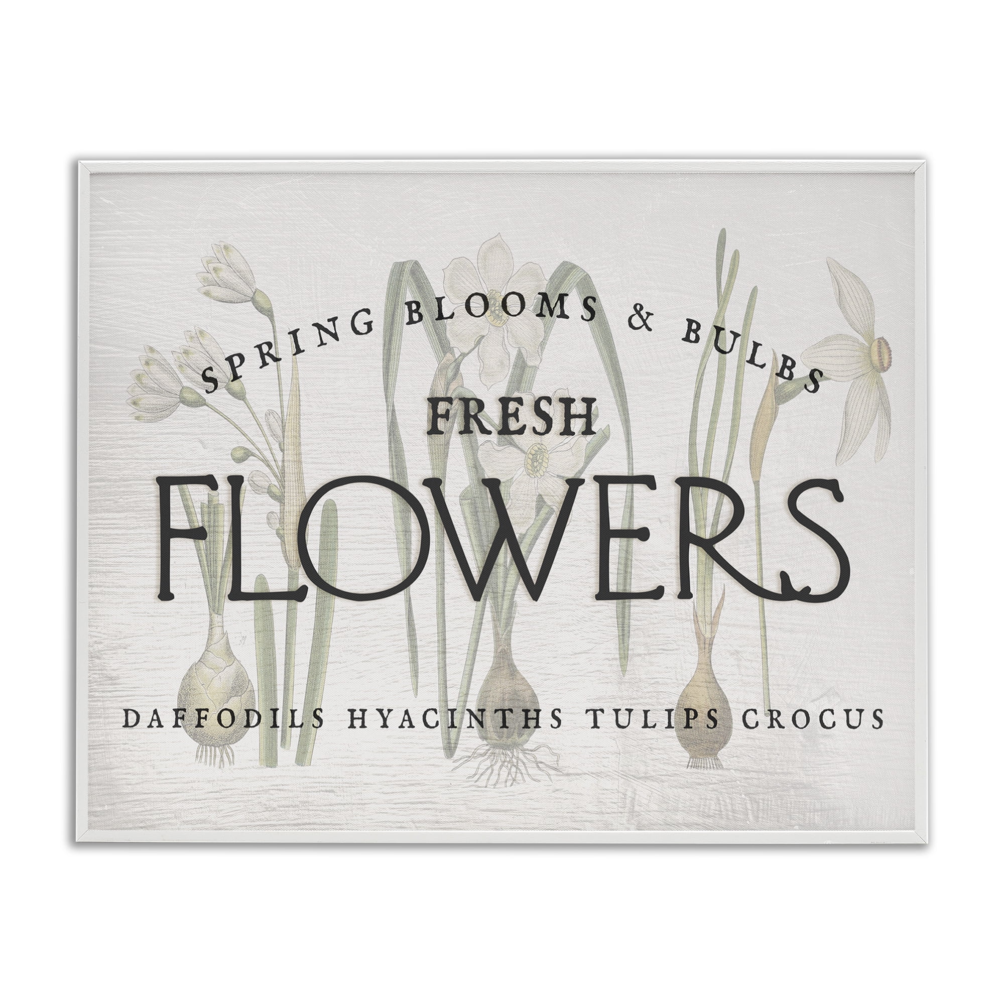 Stupell Industries Fresh Flowers Market Typography Painting White Framed Art Print Wall Art, 20 x 16