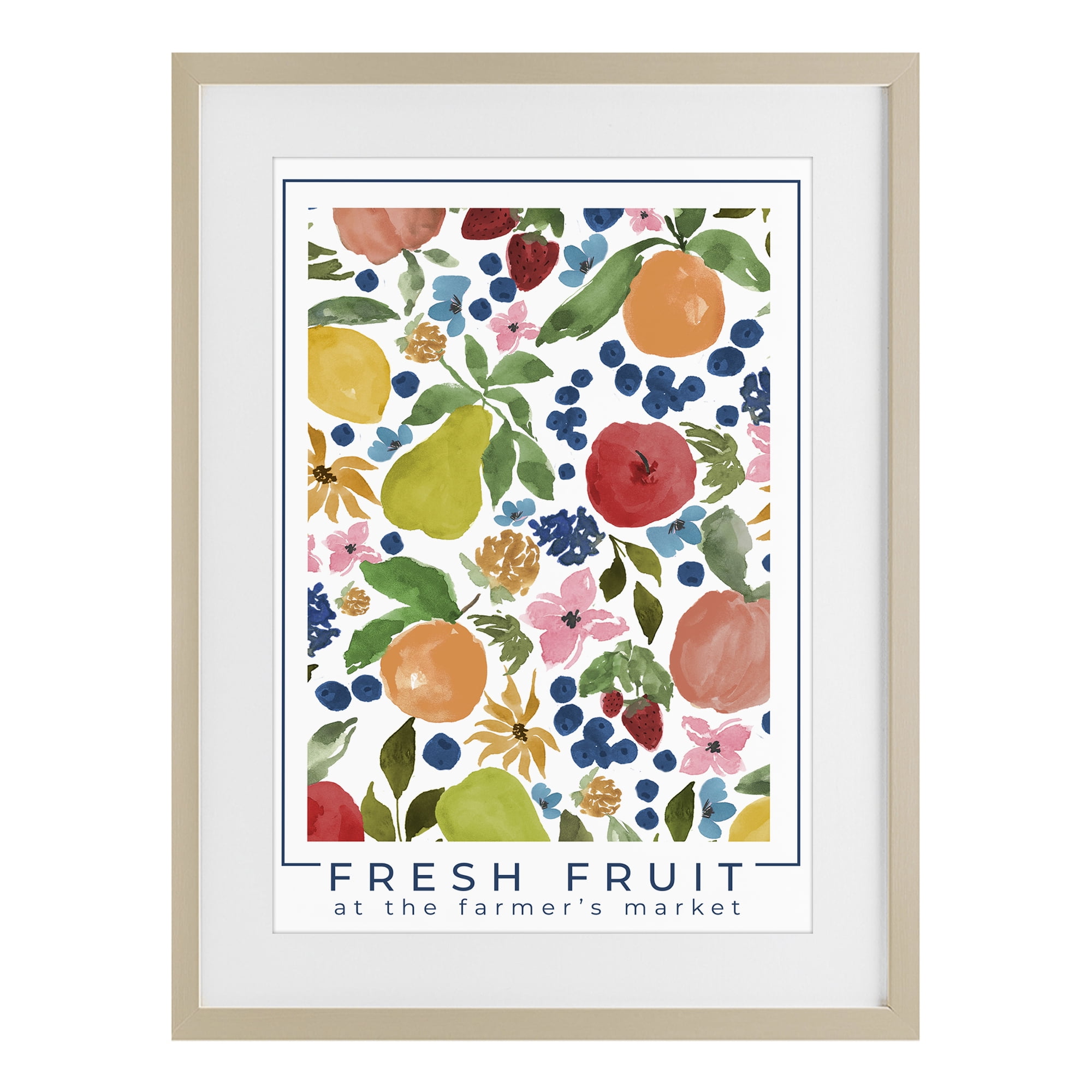 Stupell Industries Fresh Fruit Market Pattern Birch Framed Print Under Glass, design by Lucille Price