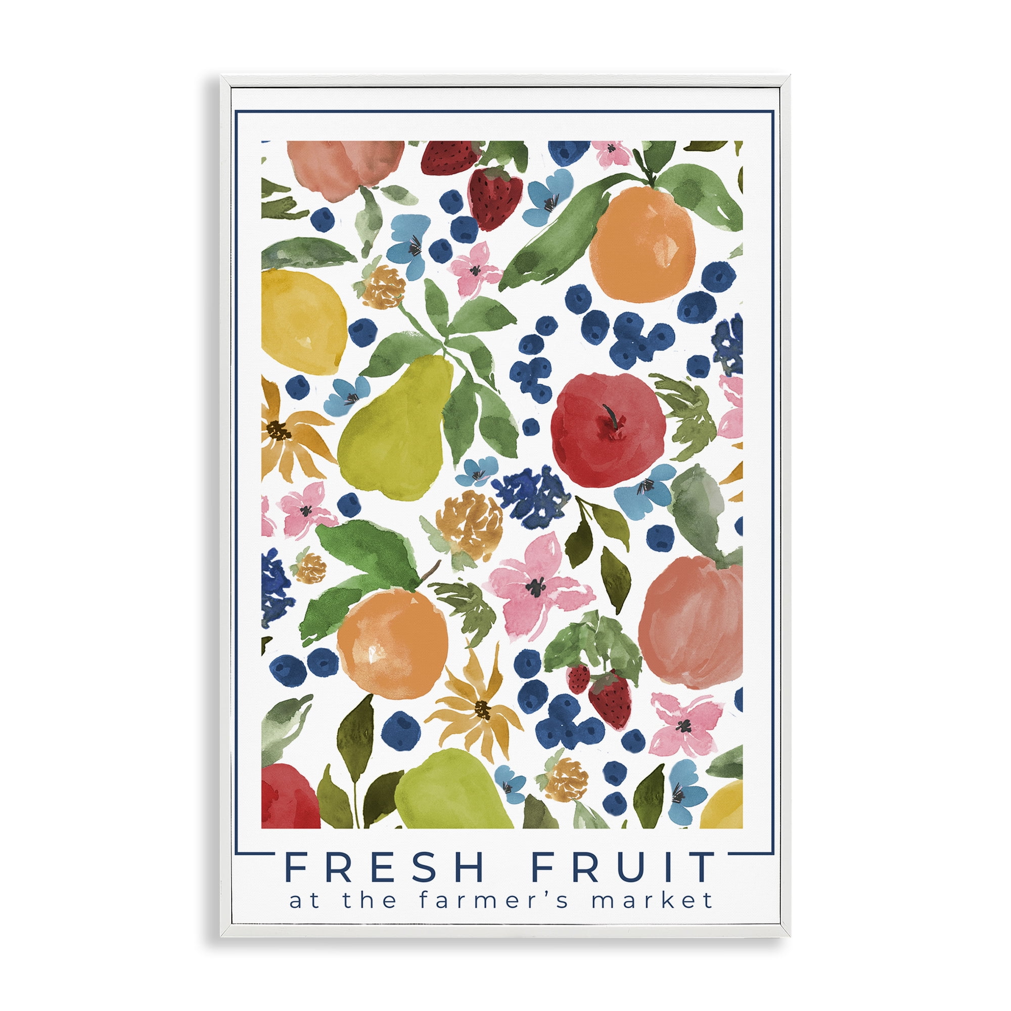 Stupell Industries Fresh Fruit Market Pattern White Framed Giclee Art, design by Lucille Price