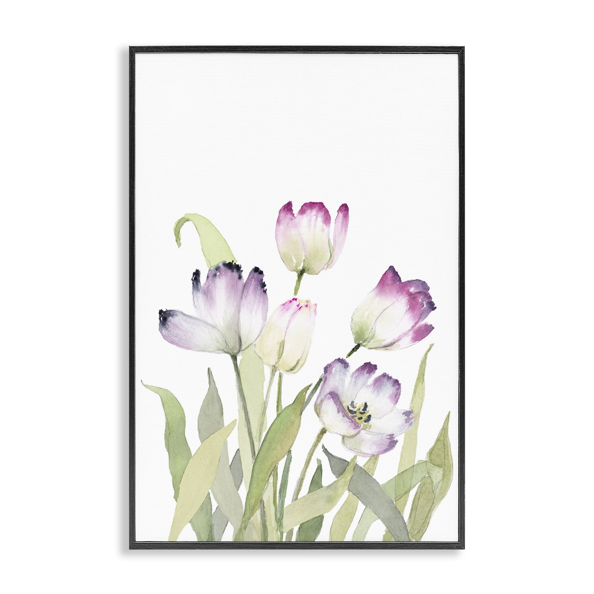 Stupell Industries Fresh Garden Tulips Botanical & Floral Painting Black Framed Art Print Wall Art, 12 x 18