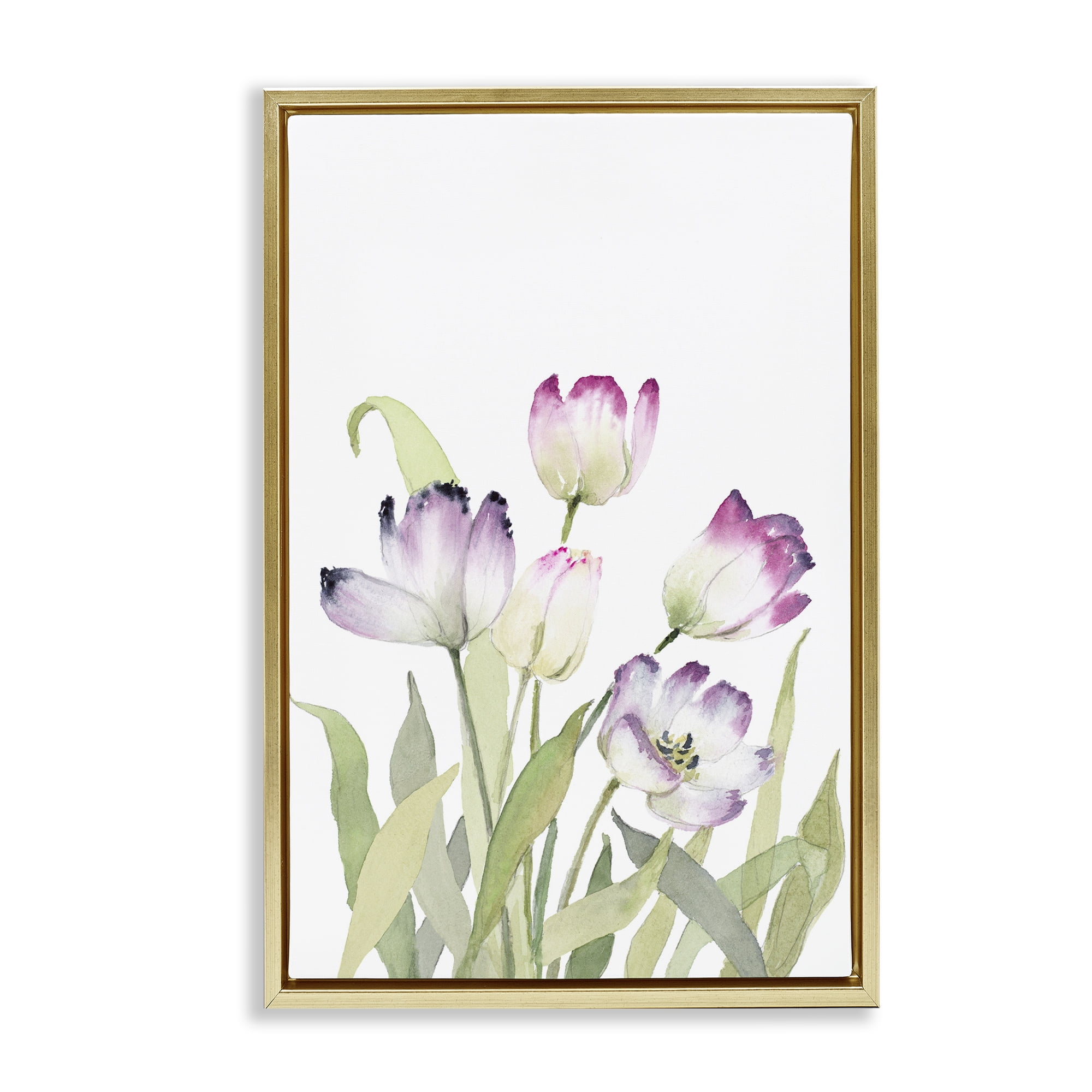Stupell Industries Fresh Garden Tulips Botanical & Floral Painting Gold Floater Framed Art Print Wall Art, 17 x 25
