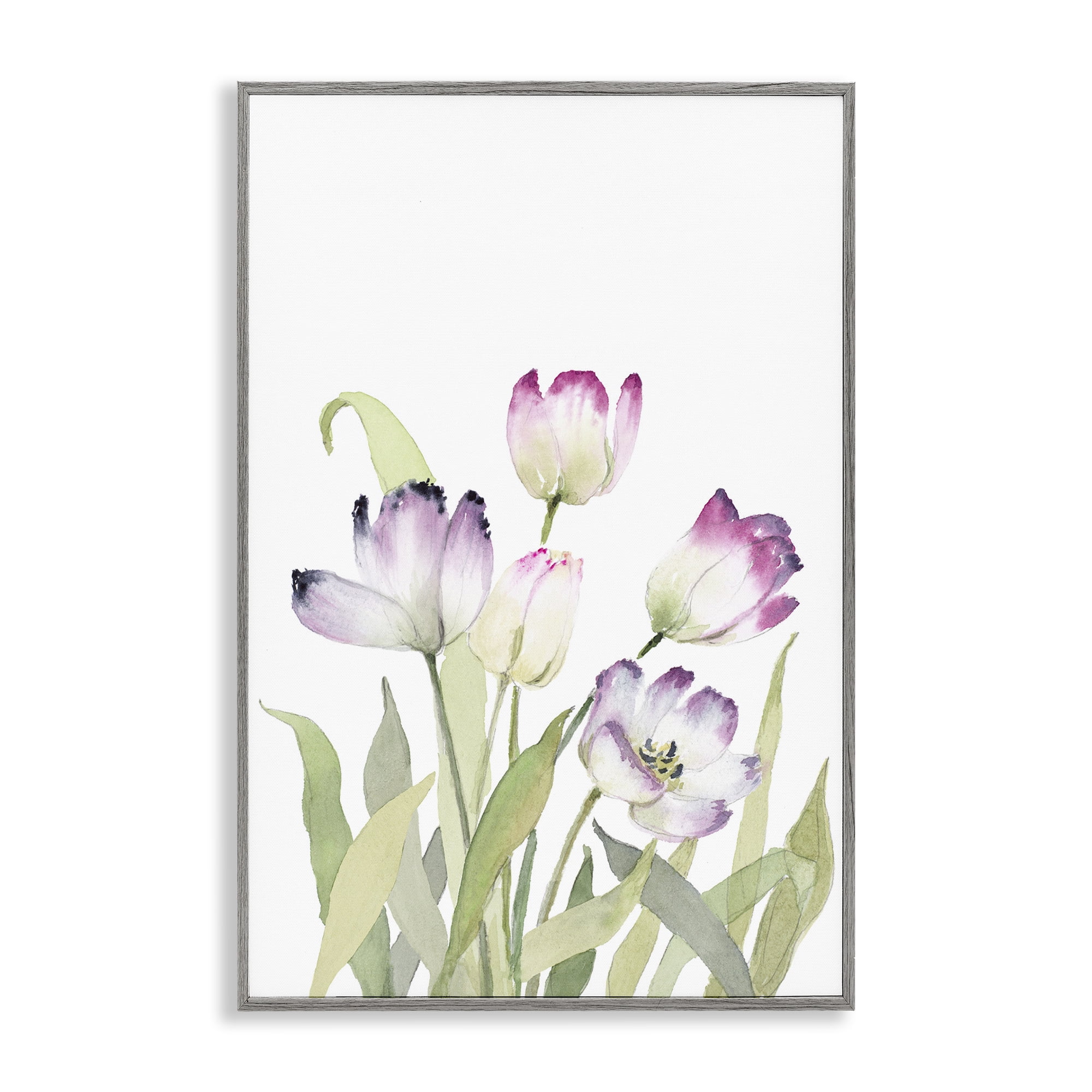 Stupell Industries Fresh Garden Tulips Botanical & Floral Painting Gray Framed Art Print Wall Art, 16 x 24
