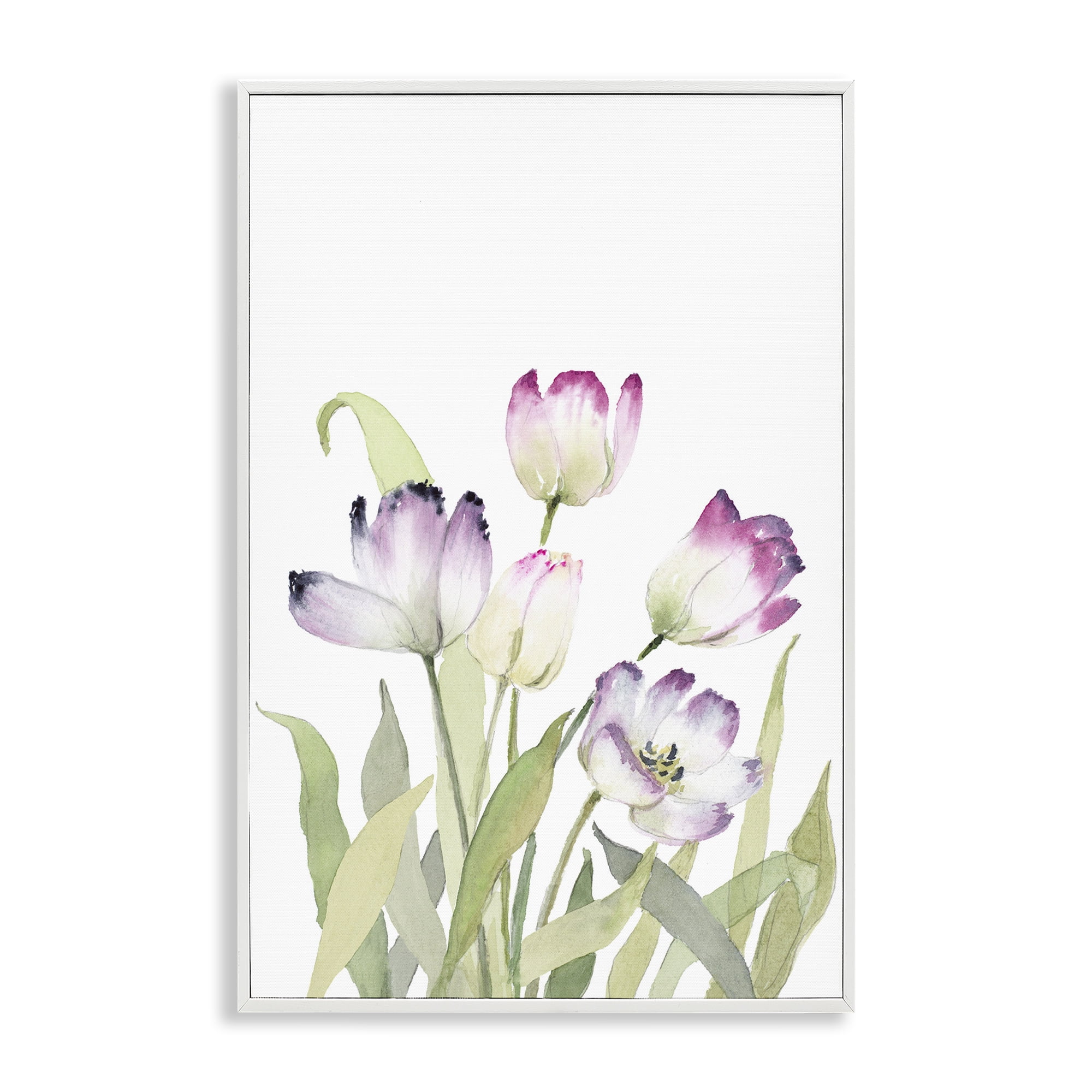 Stupell Industries Fresh Garden Tulips Botanical & Floral Painting White Framed Art Print Wall Art, 12 x 18