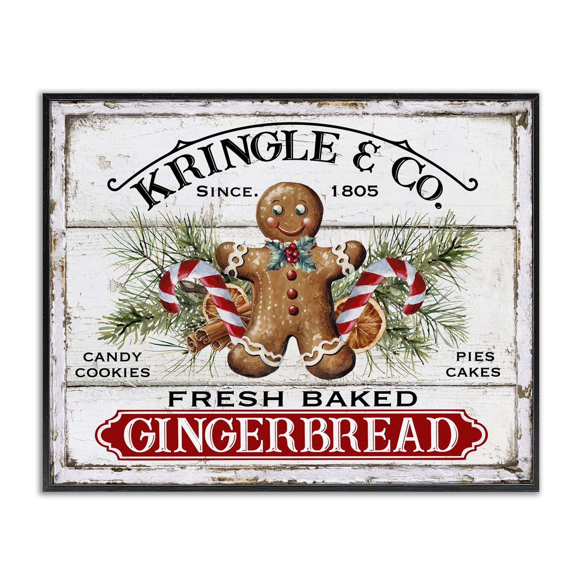 Stupell Industries Fresh Gingerbread Cookies Holiday Painting Black Framed Art Prints Wall Art, 30 x 24
