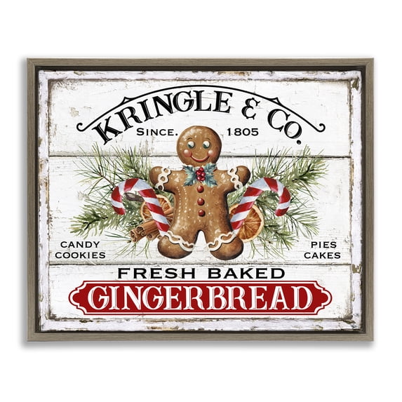 Stupell Industries Rustic Lodge Fresh Gingerbread Cookies Brown Floating Frame Canvas Art, 31 x 25, by Creatif Belle