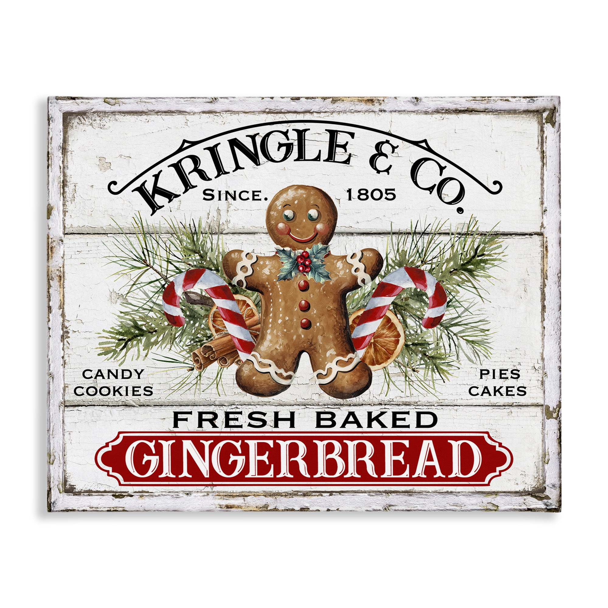 Stupell Industries Fresh Gingerbread Cookies Holiday Painting Gallery Wrapped Canvas Art Prints Wall Art, 48 x 36