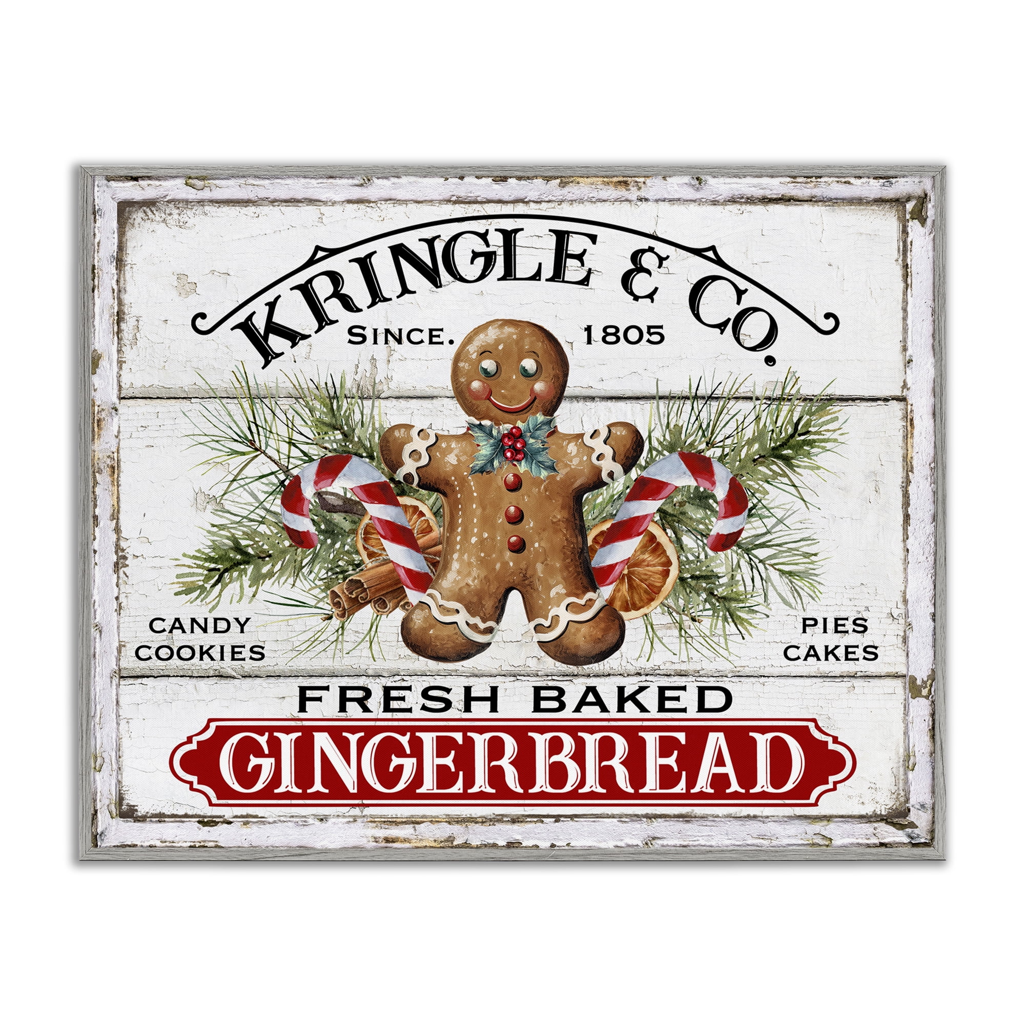 Stupell Industries Fresh Gingerbread Cookies Holiday Painting Gray Framed Art Prints Wall Art, 14 x 11
