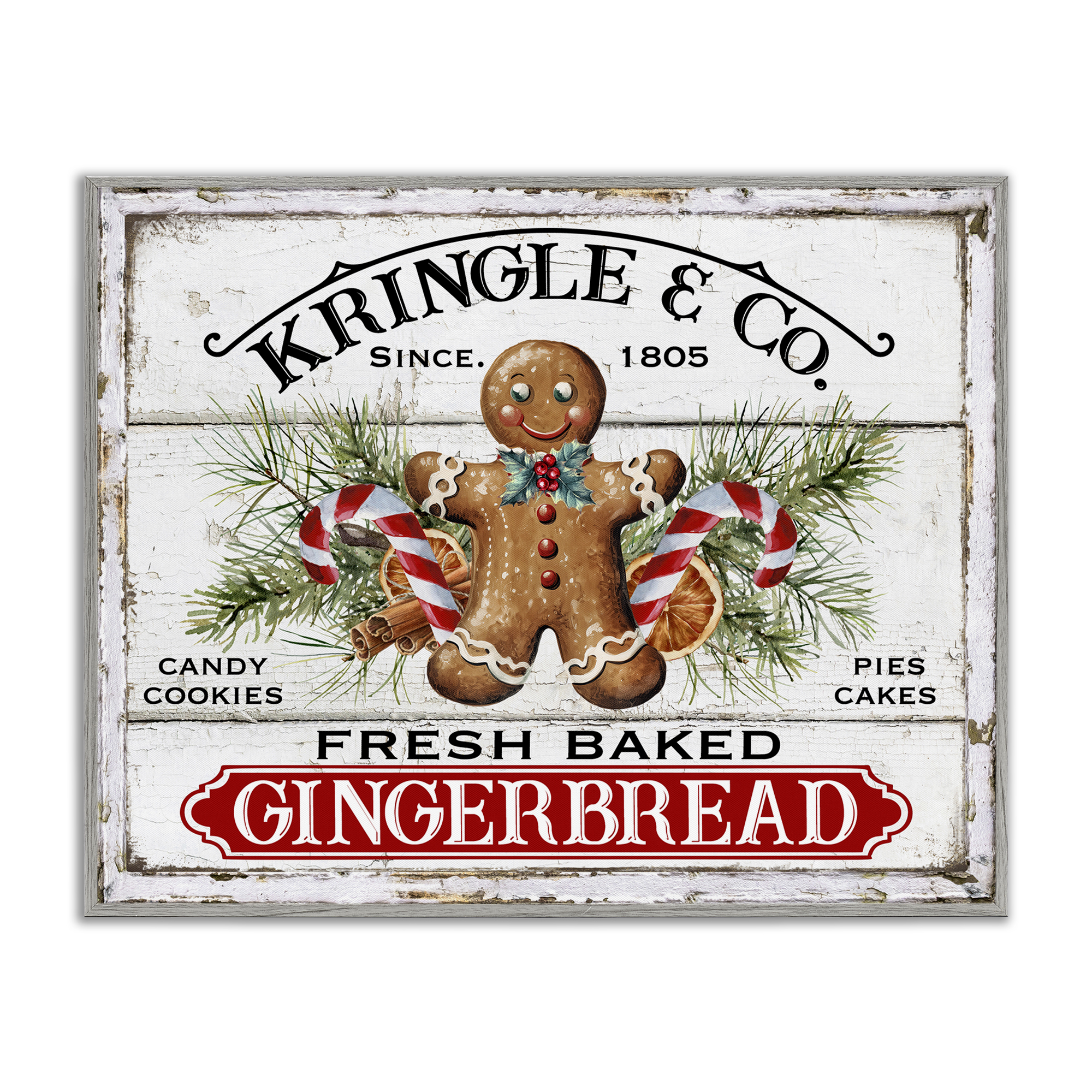 Stupell Industries Fresh Gingerbread Cookies Holiday Painting Gray Framed Art Prints Wall Art, 30 x 24
