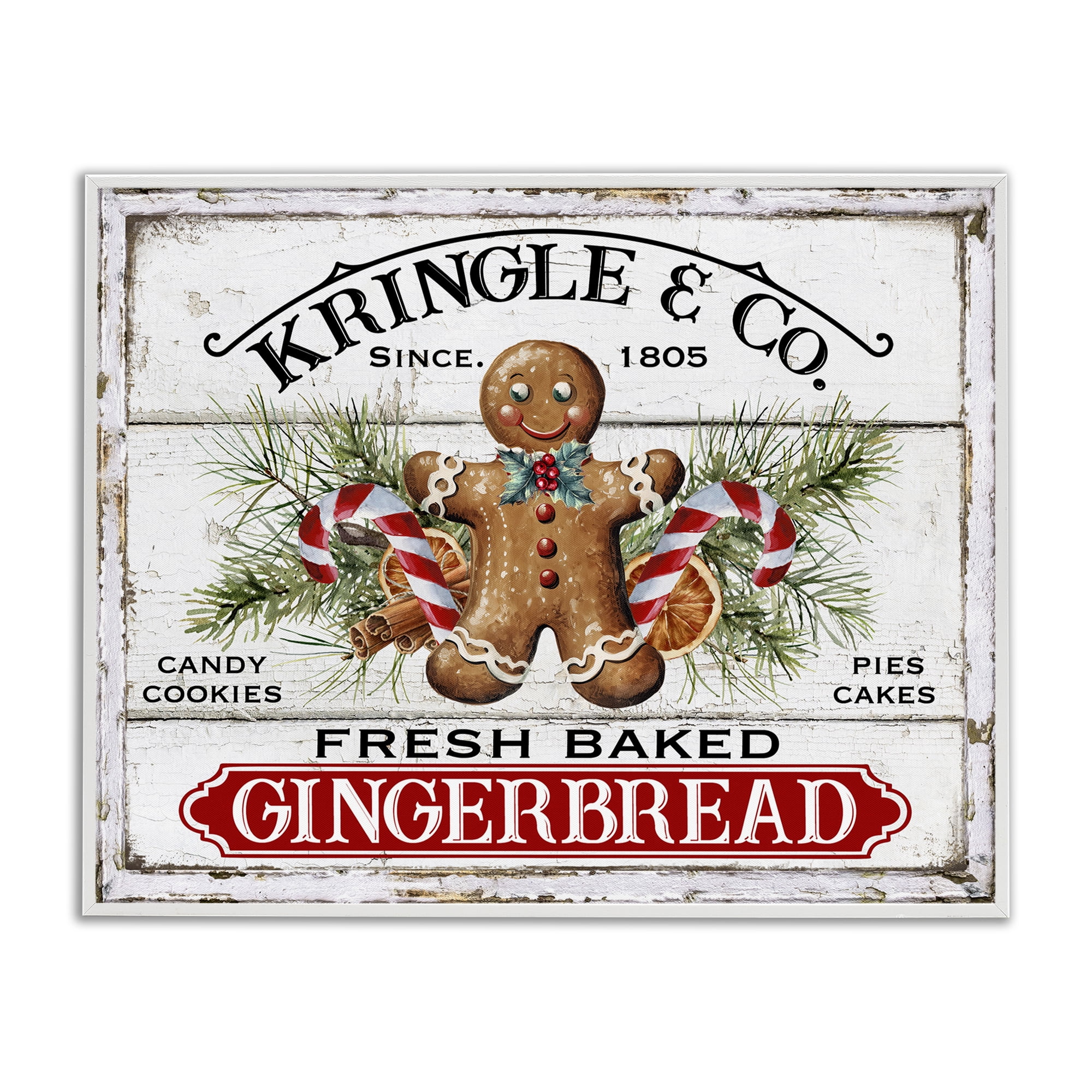Stupell Industries Fresh Gingerbread Cookies Holiday Painting White Framed Art Prints Wall Art, 20 x 16