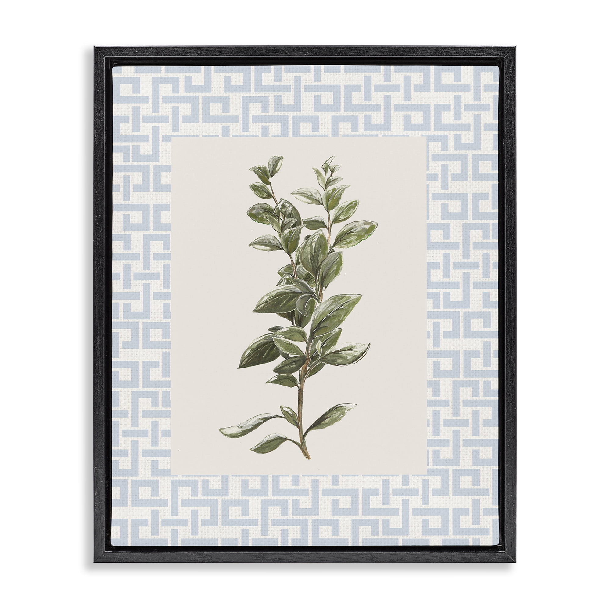Stupell Industries Fresh Herb on Geometric Black Framed Floater Canvas Wall Art, design by Diannart