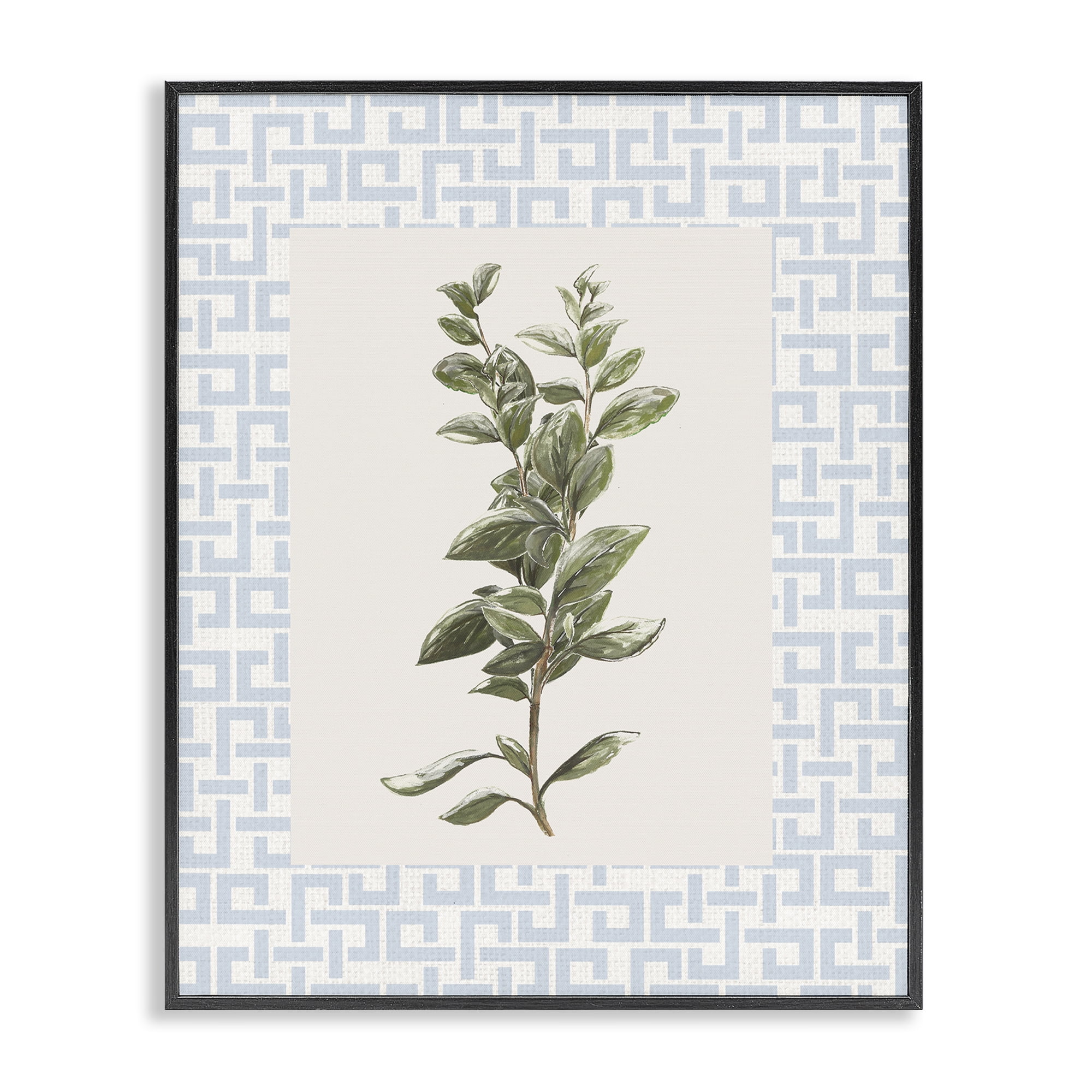 Stupell Industries Fresh Herb on Geometric Black Framed Giclee Art, design by Diannart