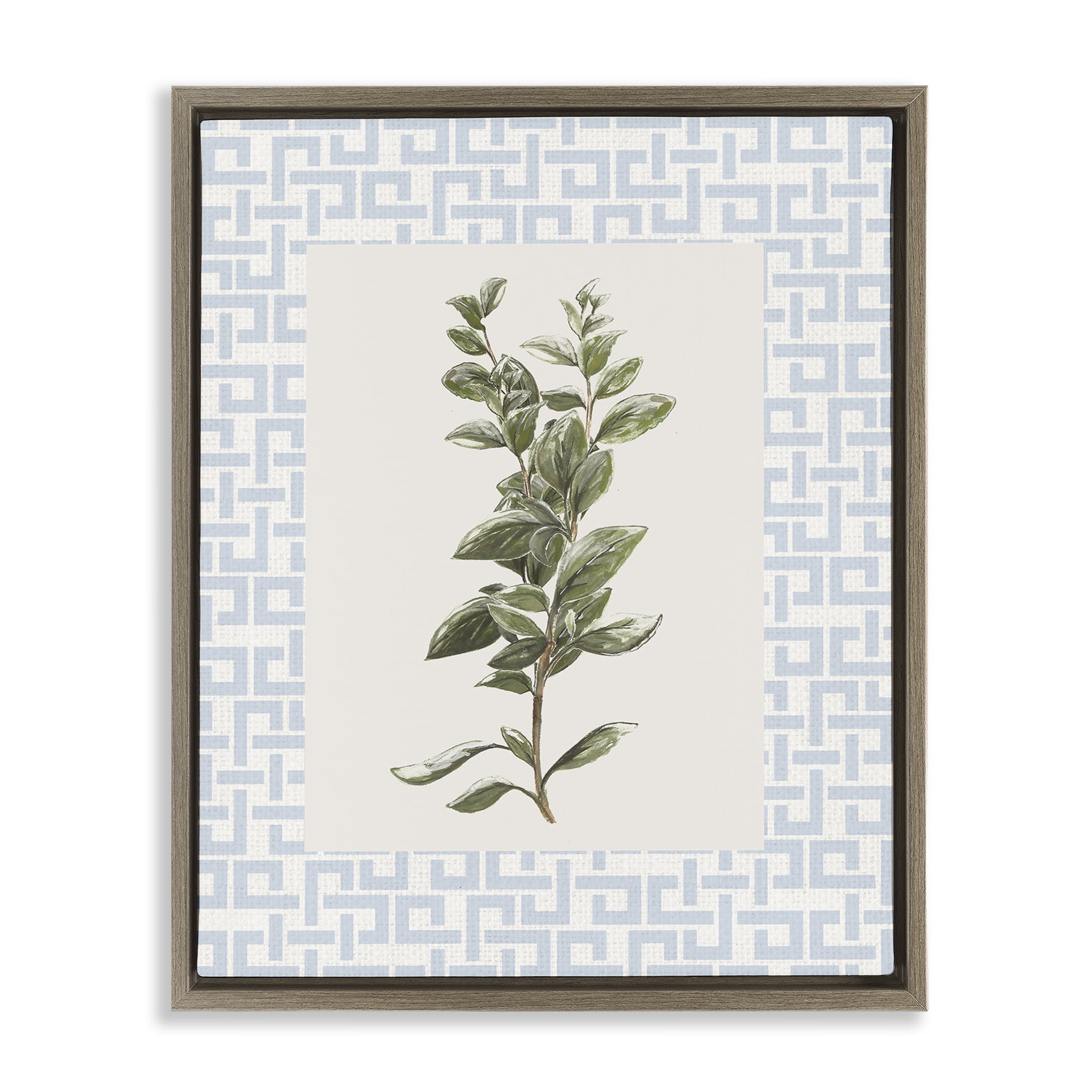 Stupell Industries Fresh Herb on Geometric Brown Framed Floater Canvas Wall Art, design by Diannart