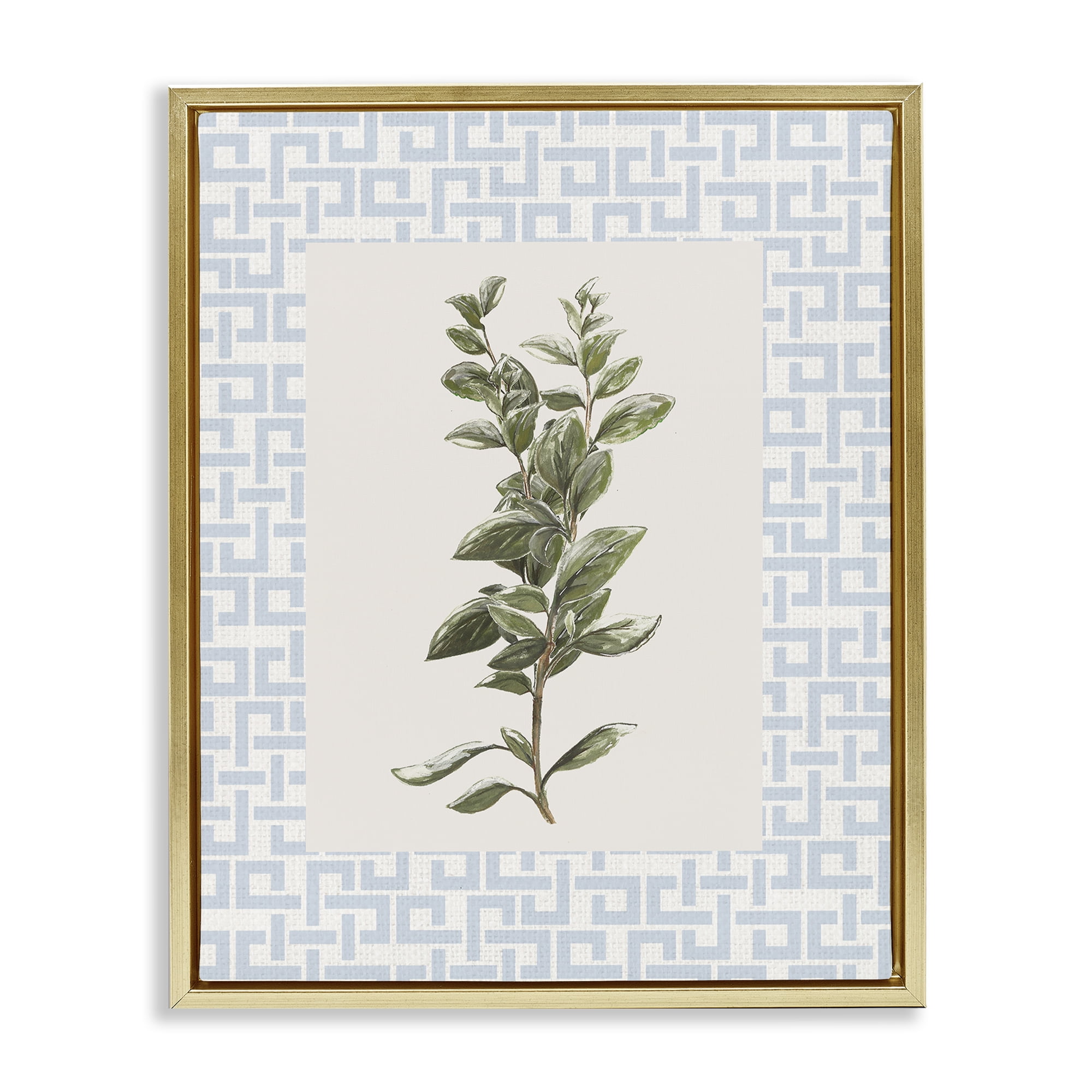 Stupell Industries Fresh Herb on Geometric Gold Framed Floater Canvas Wall Art, design by Diannart