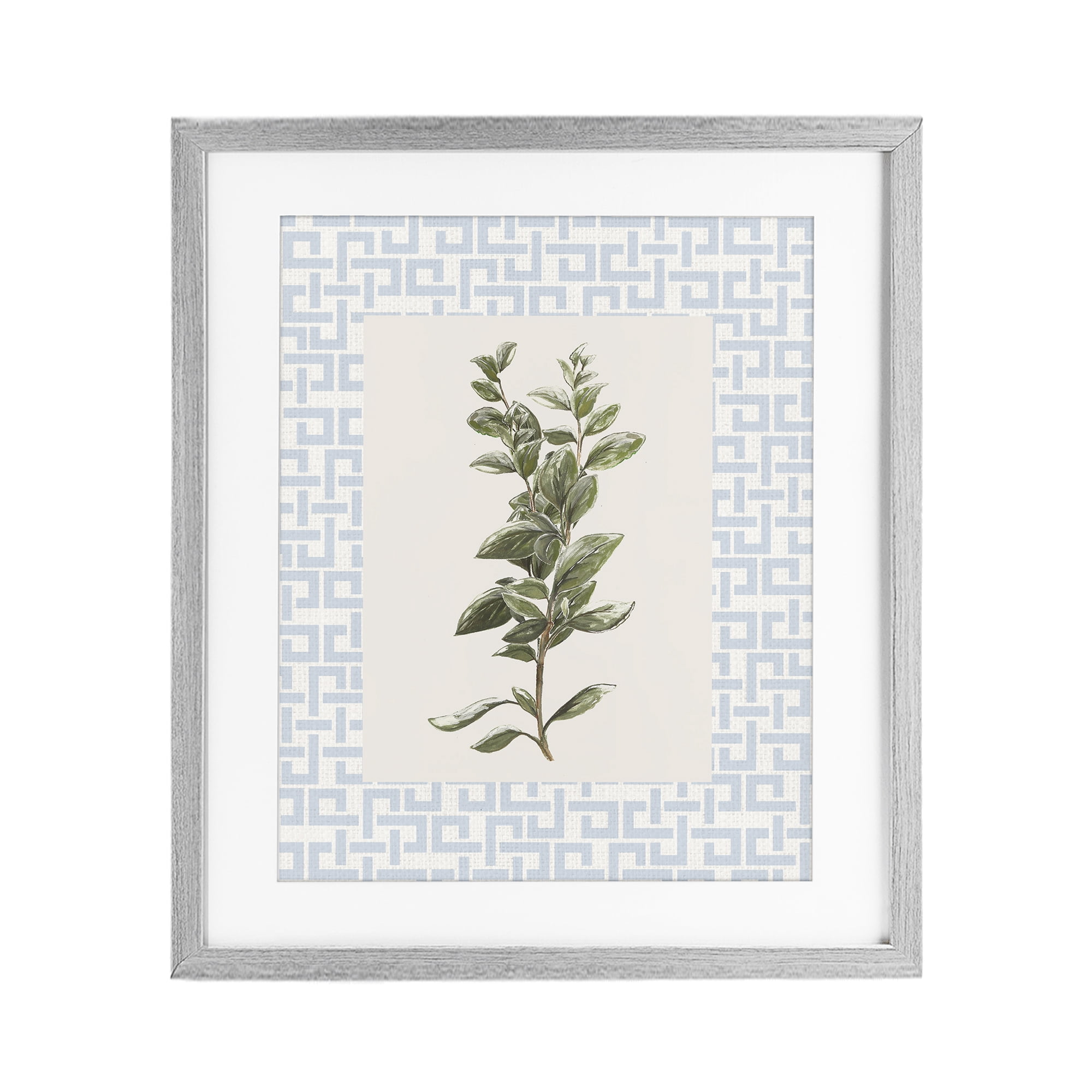 Stupell Industries Fresh Herb on Geometric Gray Framed Print Under Glass, design by Diannart