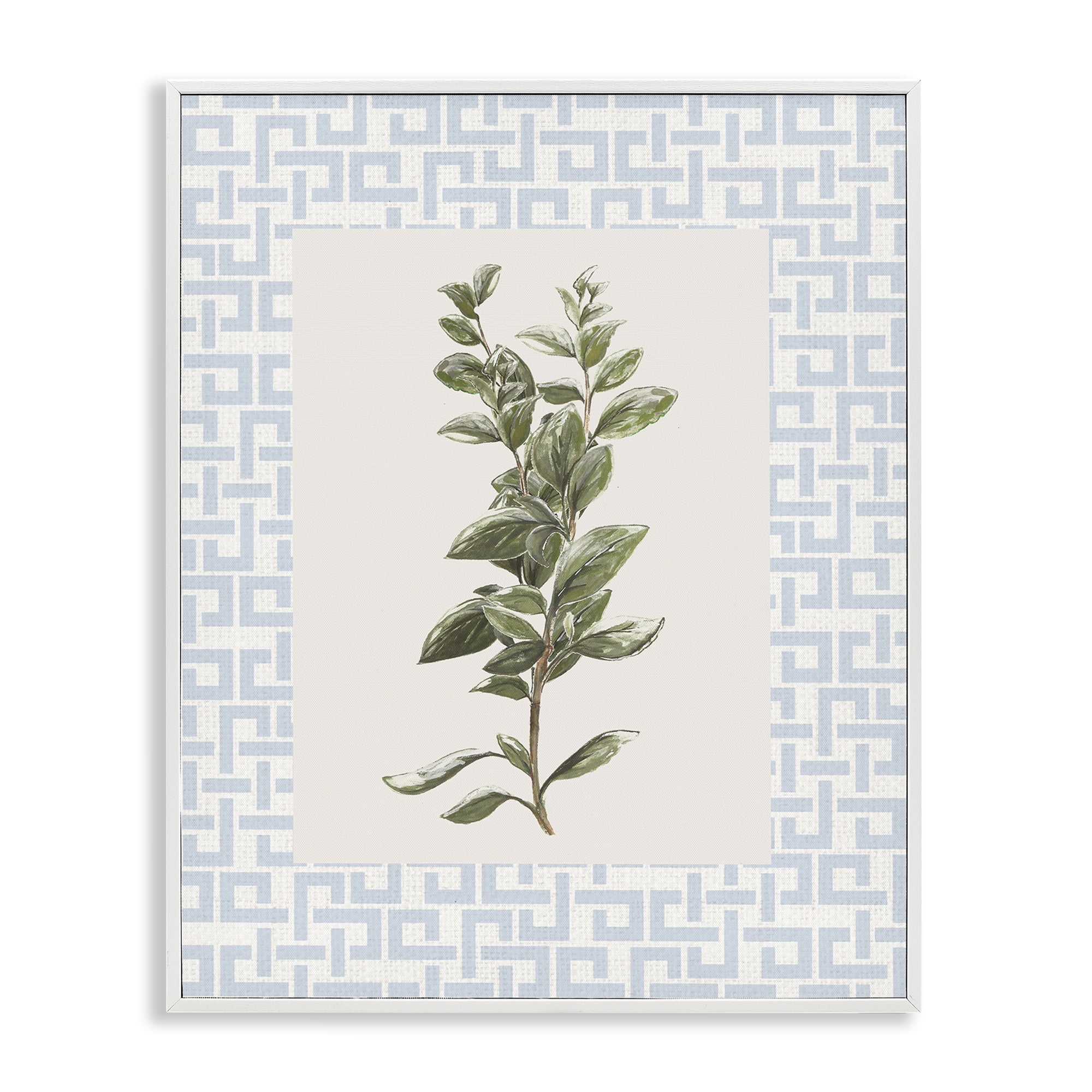 Stupell Industries Fresh Herb on Geometric White Framed Giclee Art, design by Diannart