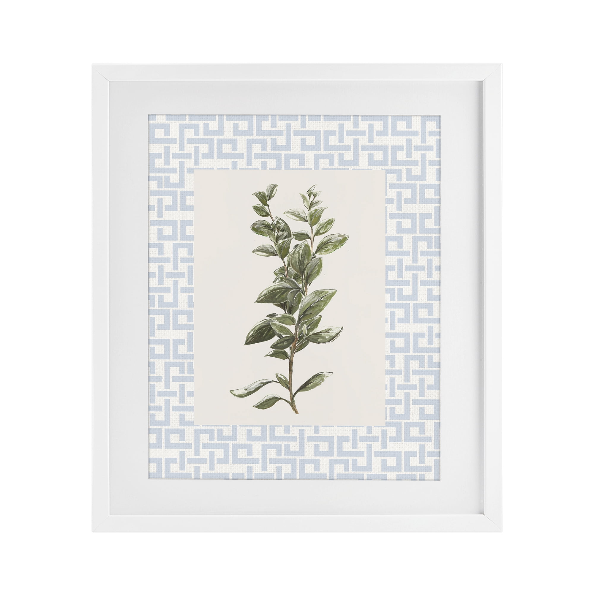 Stupell Industries Fresh Herb on Geometric White Framed Print Under Glass, design by Diannart