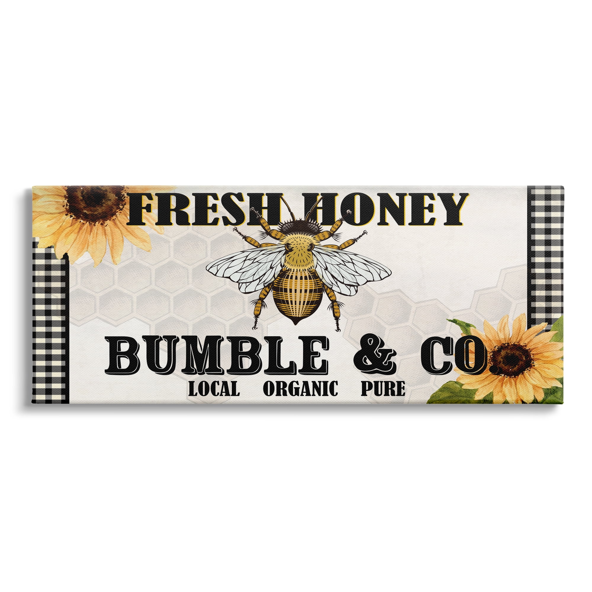 Stupell Industries Fresh Honey Bumble & Co. Advertisement Sunflowers Bee, 40 x 17,Design by Kim Allen