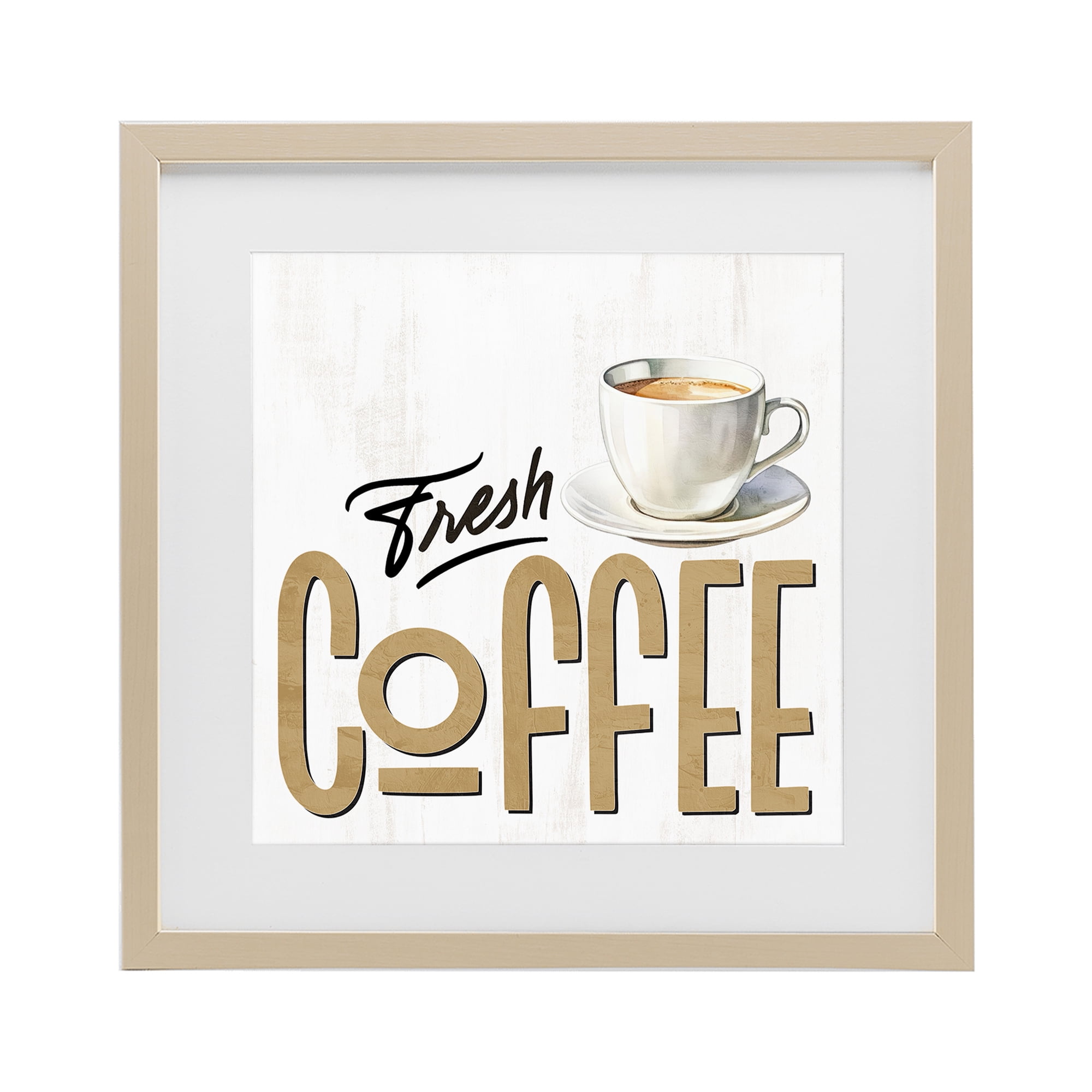 Stupell Industries Fresh Hot Coffee Birch Framed Print Under Glass, design by Kim Allen
