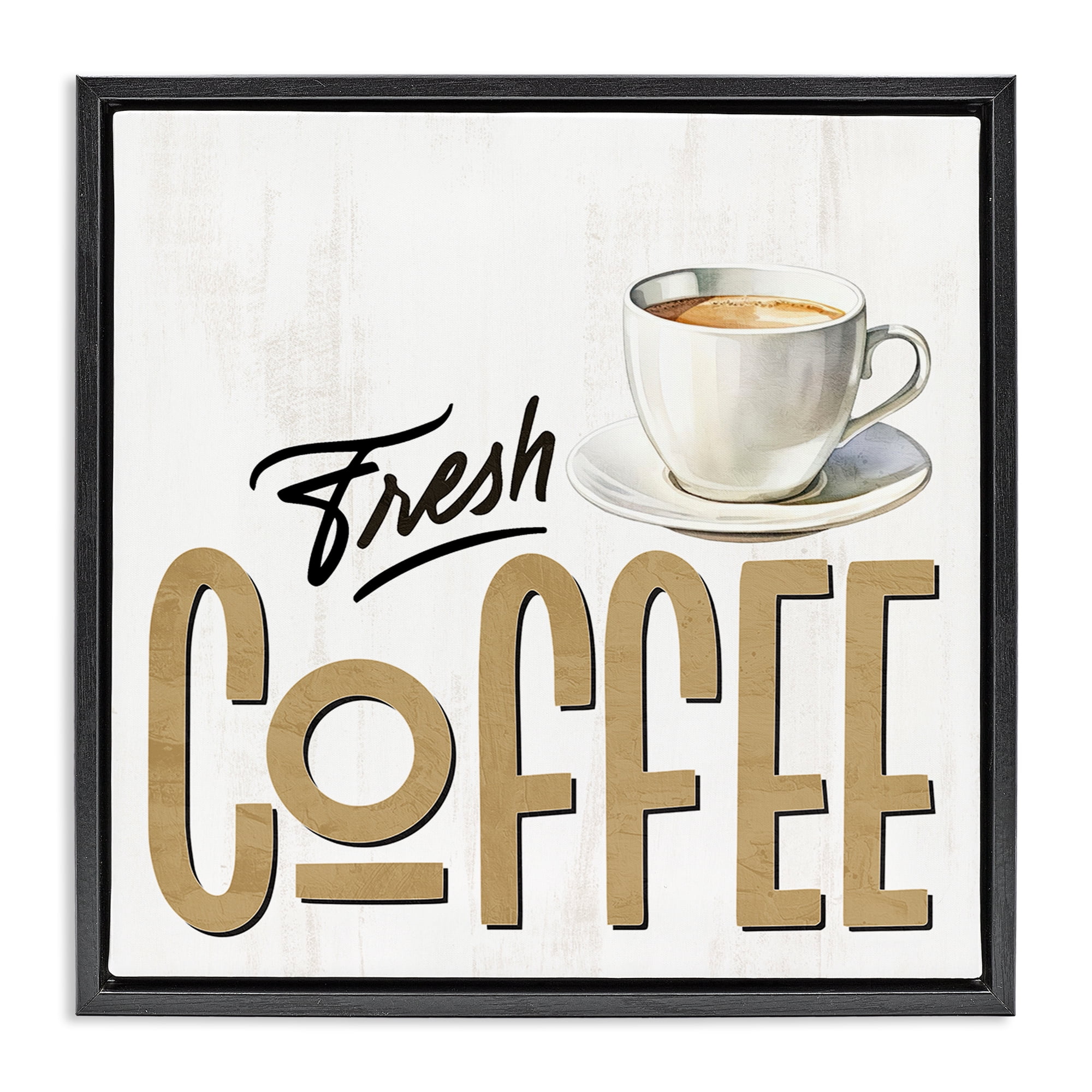 Stupell Industries Fresh Hot Coffee Black Framed Floater Canvas Wall Art, design by Kim Allen