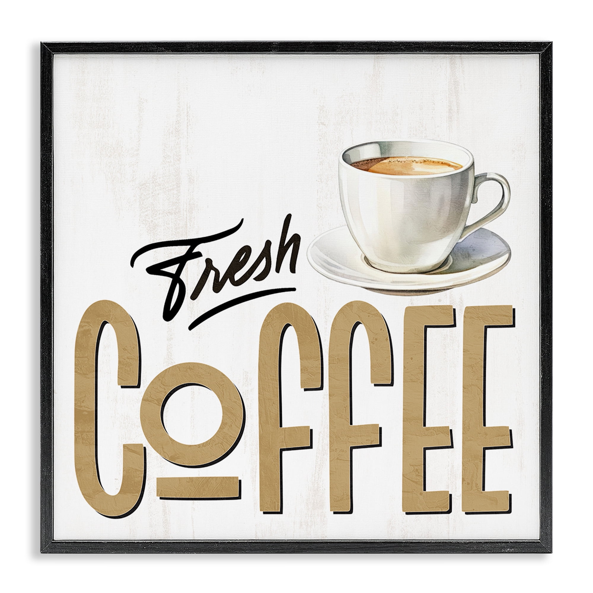 Stupell Industries Fresh Hot Coffee Black Framed Giclee Art, design by Kim Allen
