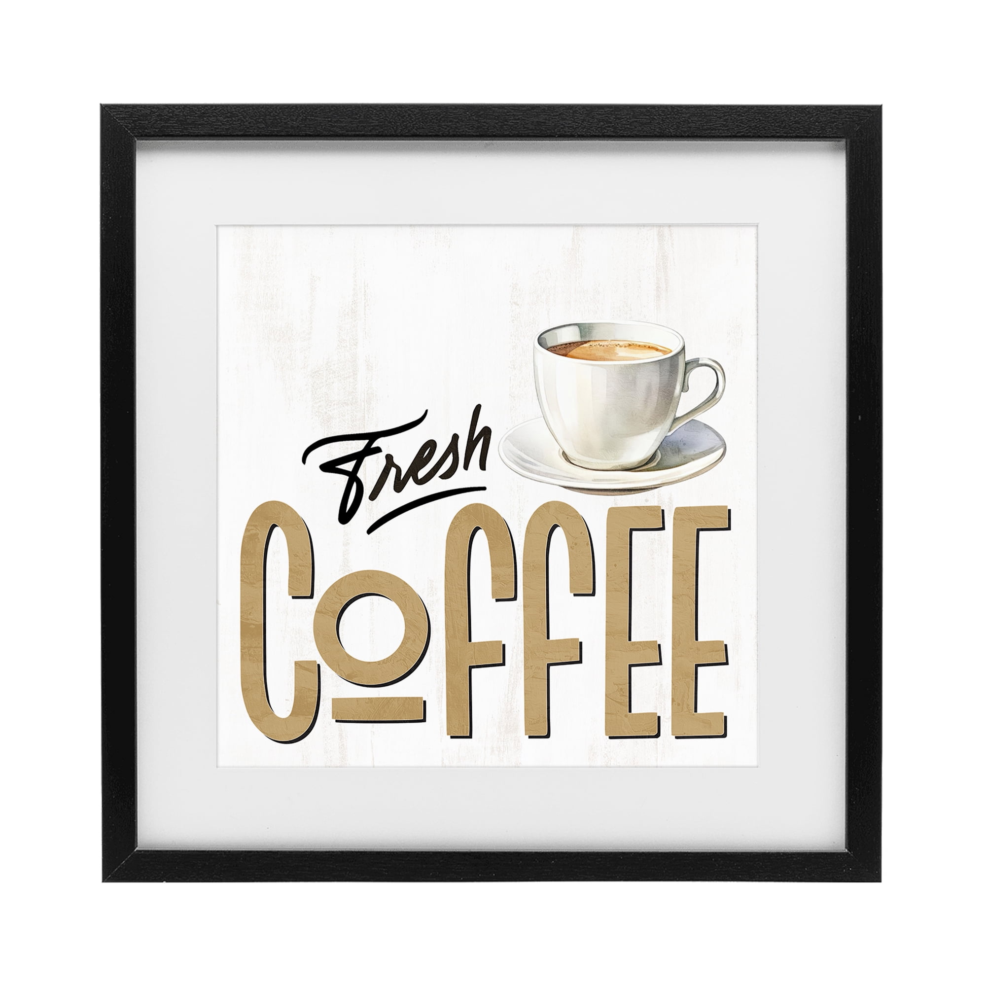 Stupell Industries Fresh Hot Coffee Black Framed Print Under Glass, design by Kim Allen