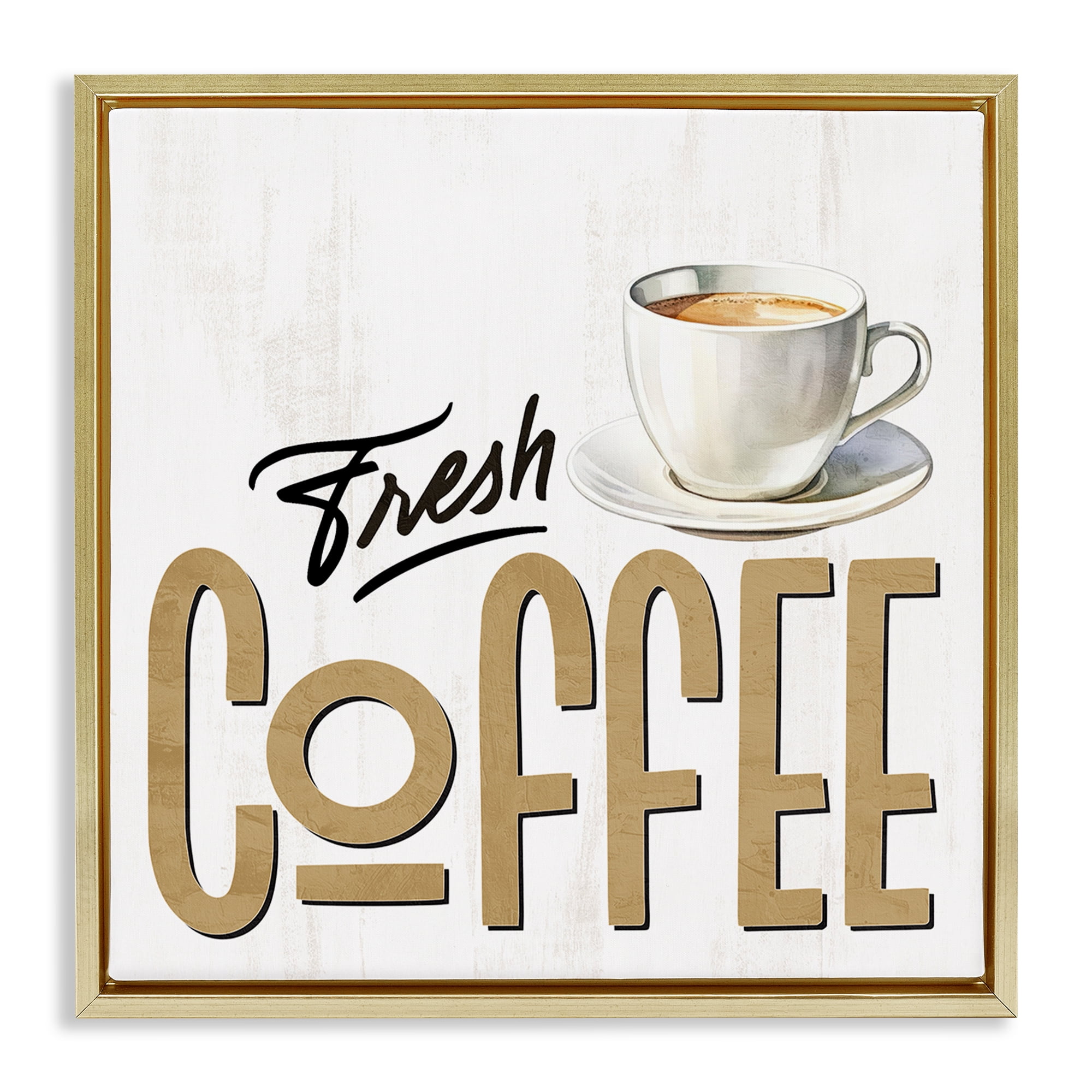 Stupell Industries Fresh Hot Coffee Gold Framed Floater Canvas Wall Art, design by Kim Allen