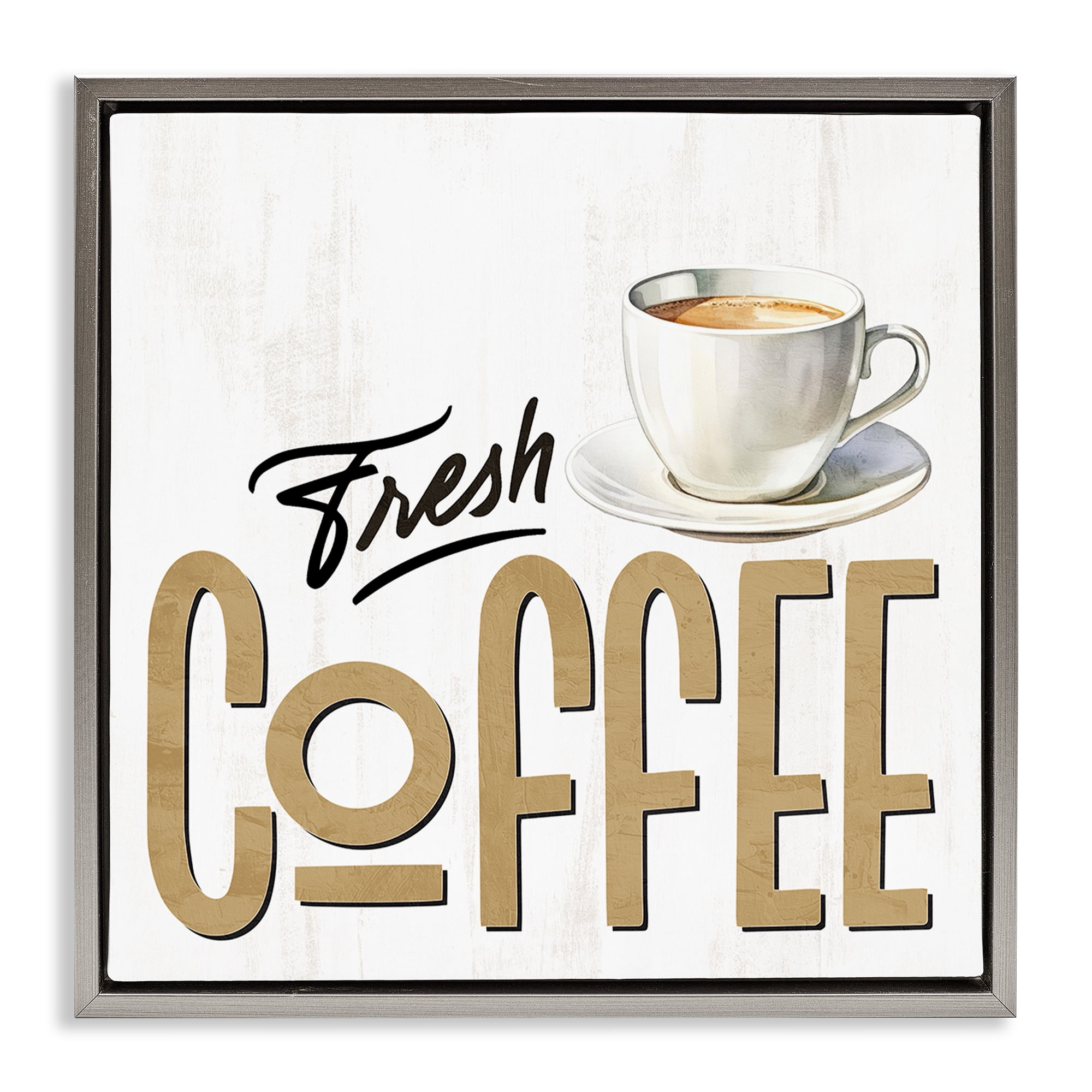 Stupell Industries Fresh Hot Coffee Gray Framed Floater Canvas Wall Art, design by Kim Allen