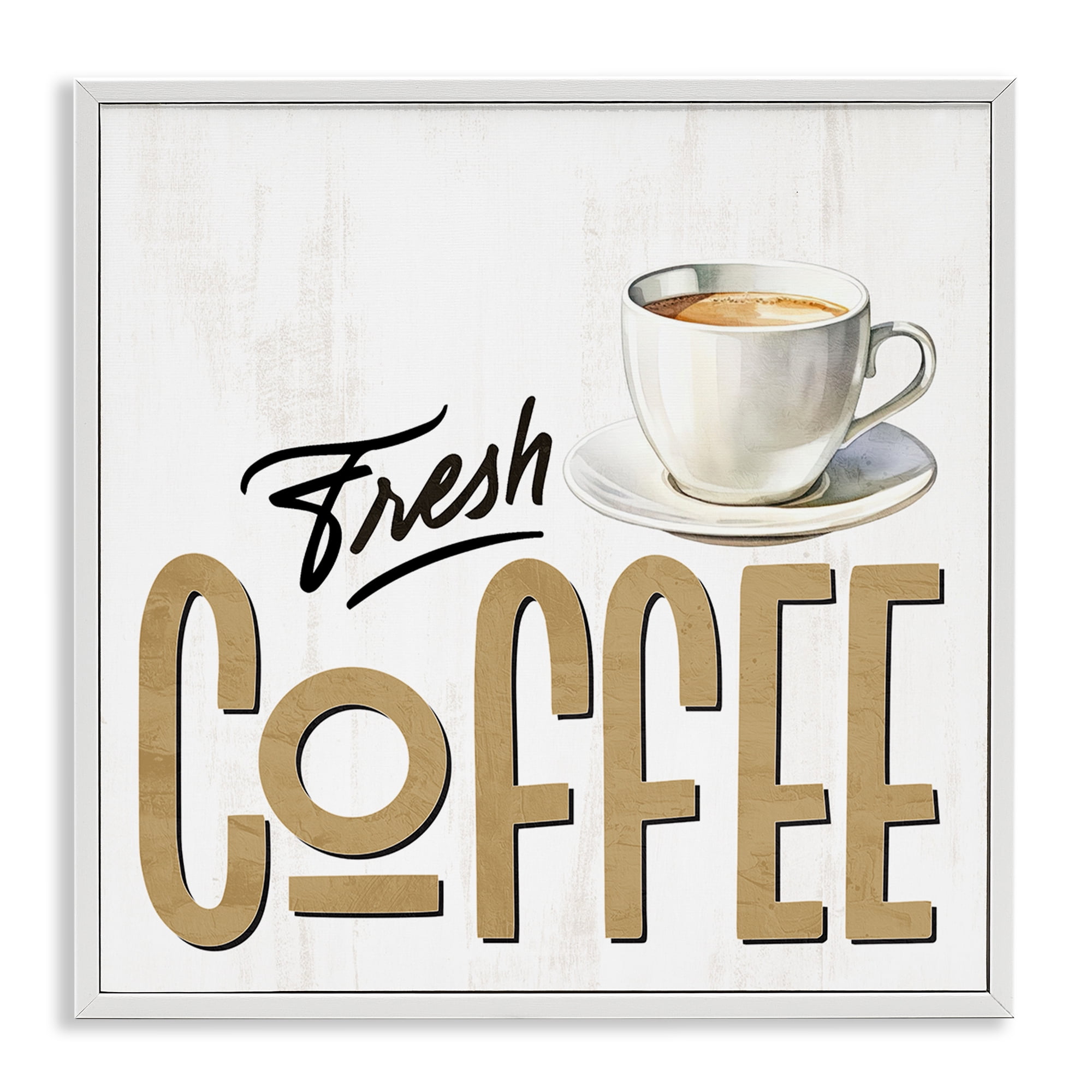 Stupell Industries Fresh Hot Coffee White Framed Giclee Art, design by Kim Allen