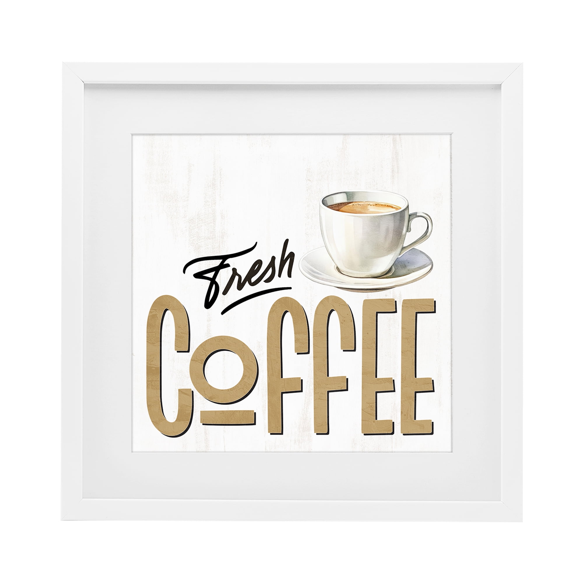 Stupell Industries Fresh Hot Coffee White Framed Print Under Glass, design by Kim Allen