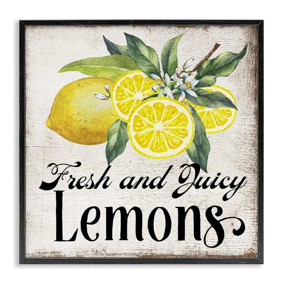 Stupell Industries Fresh & Juicy Lemons Food & Beverage Painting Black Framed Art Print Wall Art, 17 x 17