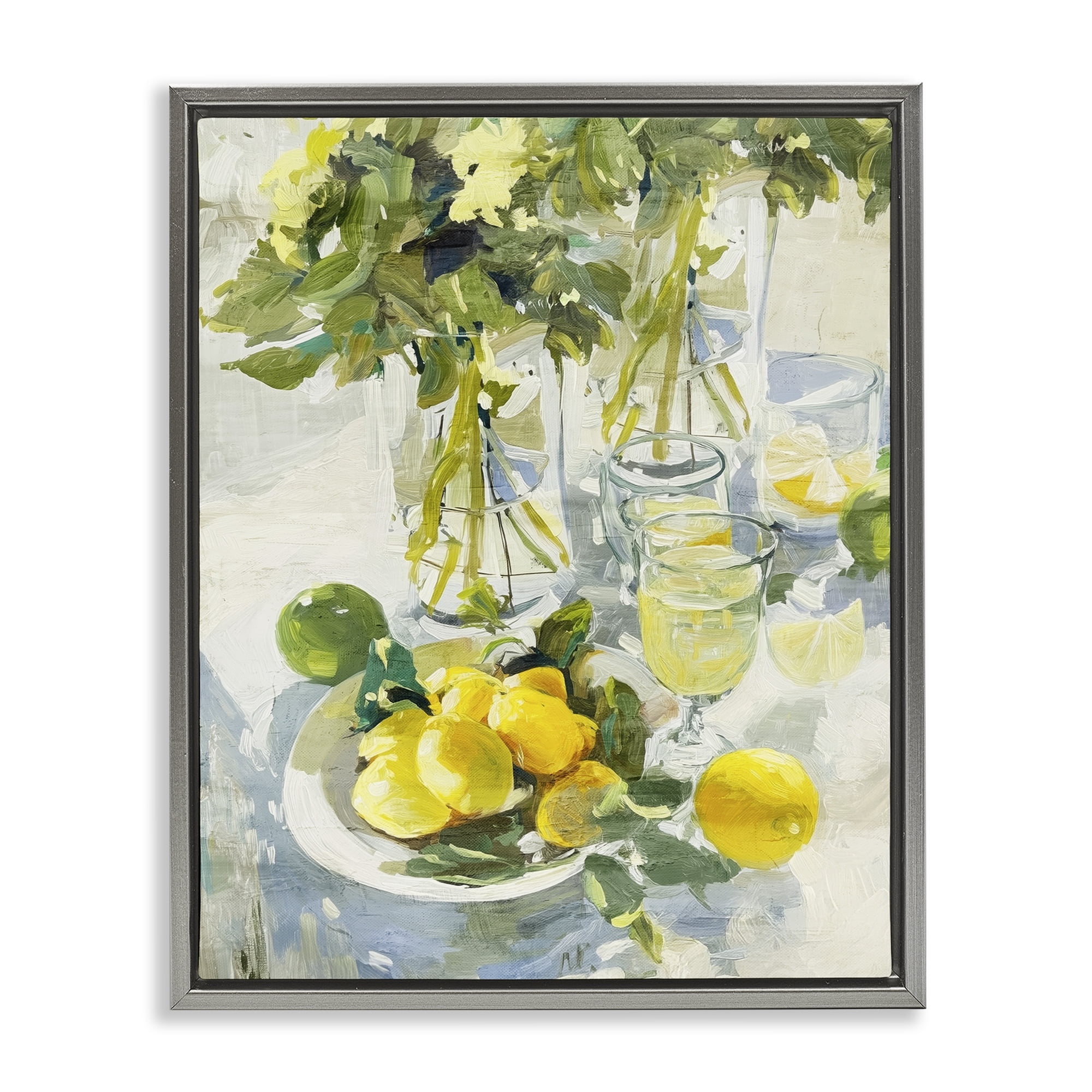 Stupell Industries Fresh Kitchen Lemons Spread Gray Framed Floater Canvas Wall Art, design by Annabelle Hall