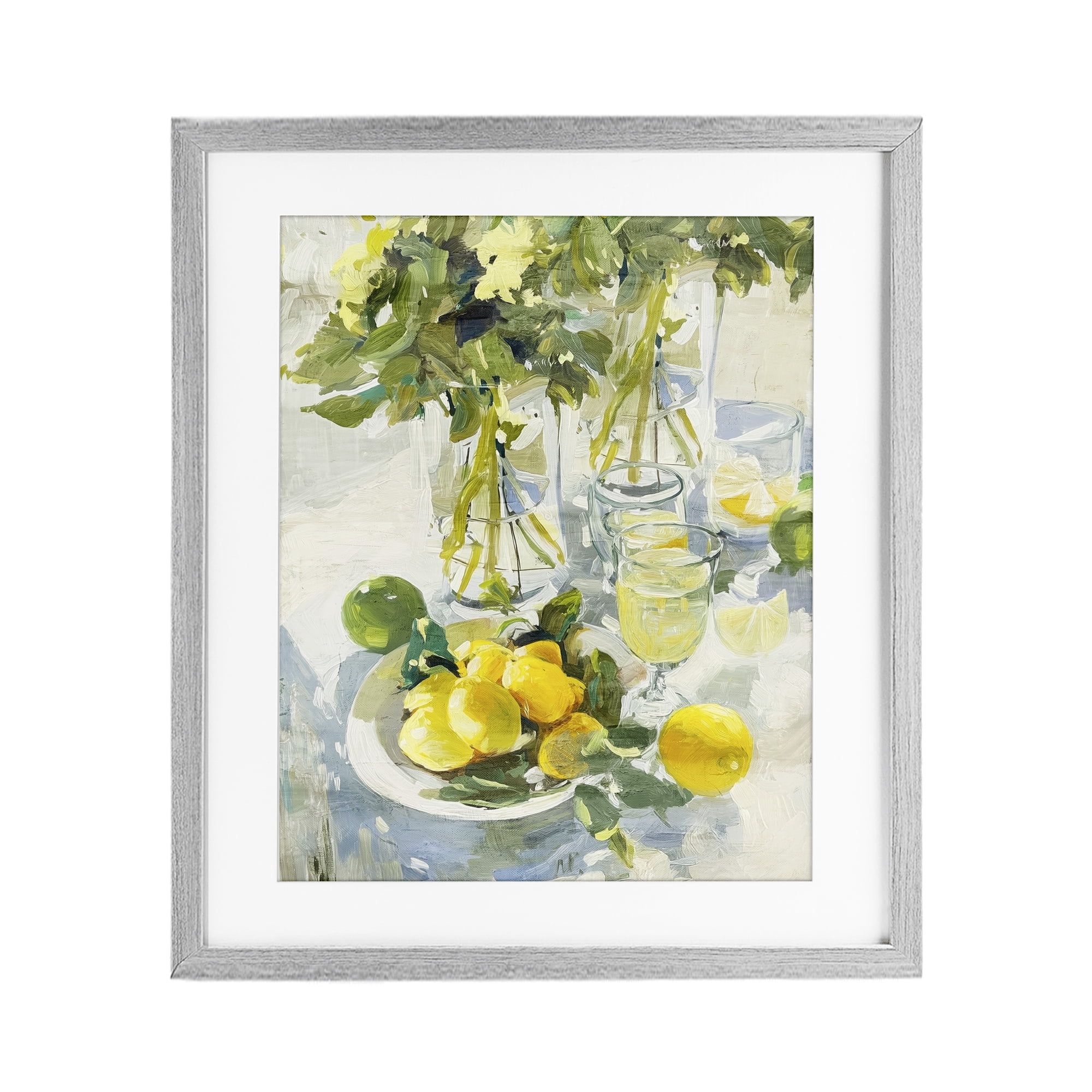 Stupell Industries Fresh Kitchen Lemons Spread Gray Framed Print Under Glass, design by Annabelle Hall